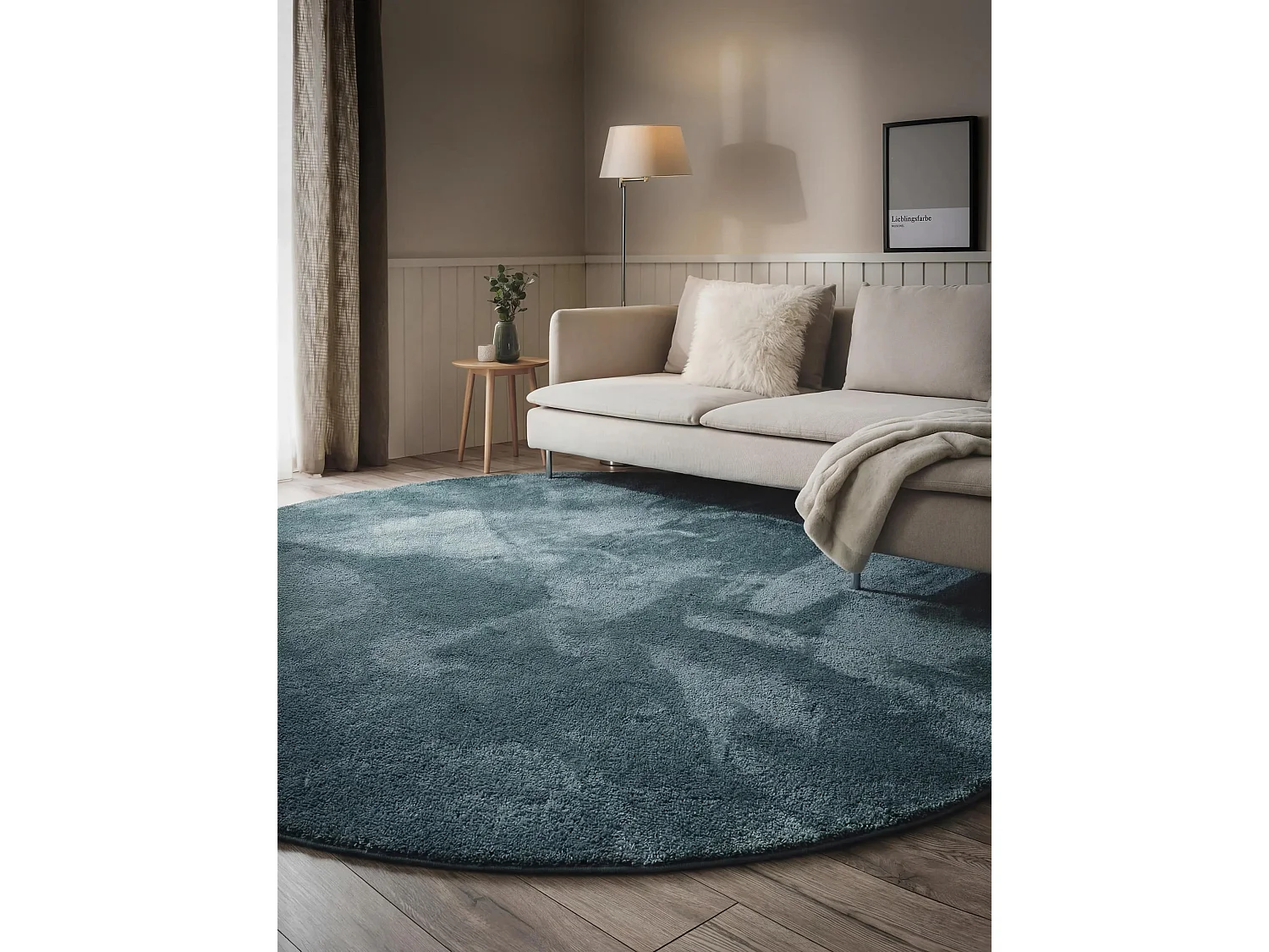Tapis à poils longs Soda Bleu foncé ø 200 cm rond