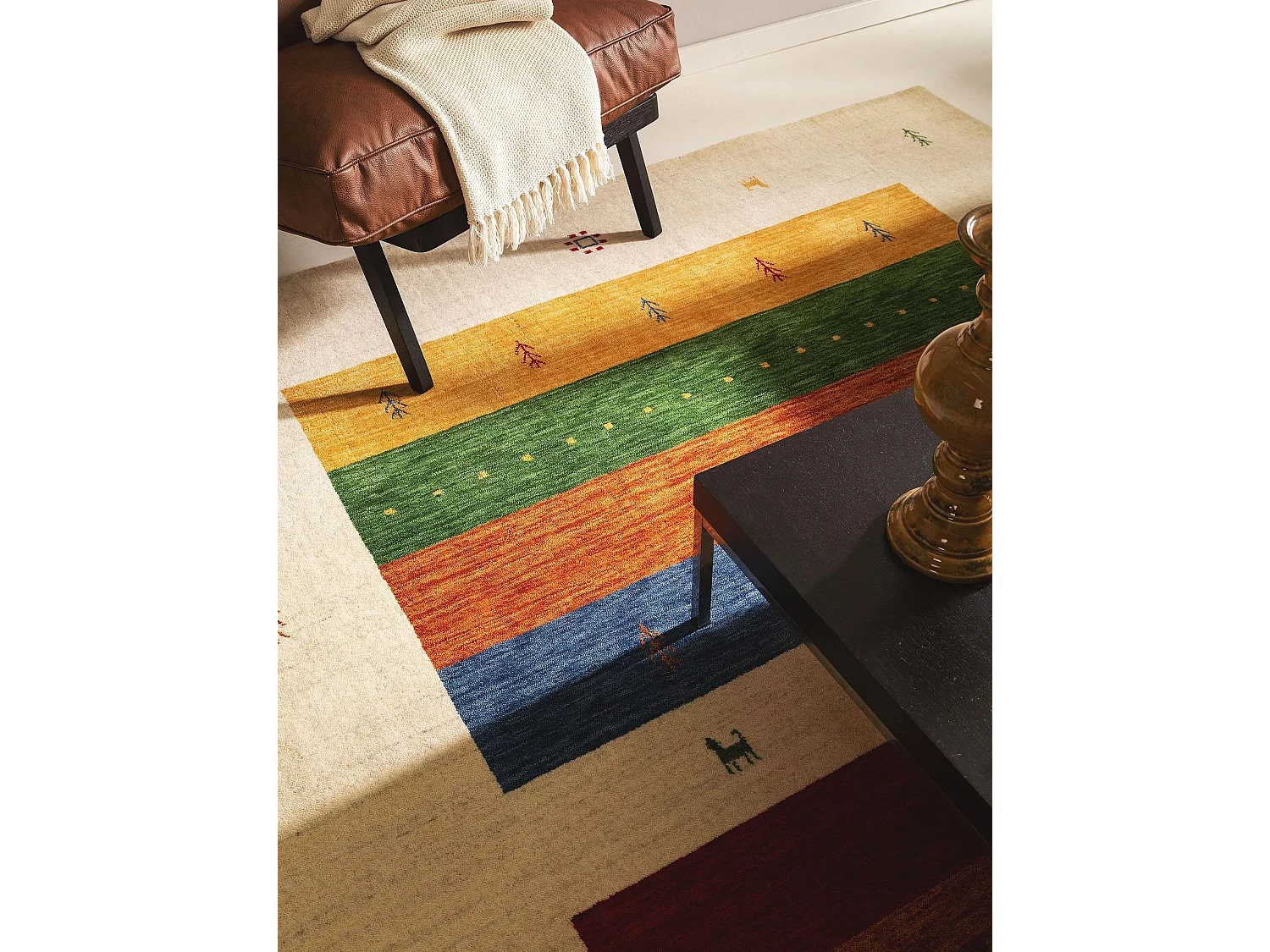 Tapis de laine Jamal Multicouleur/Beige 160x230 cm