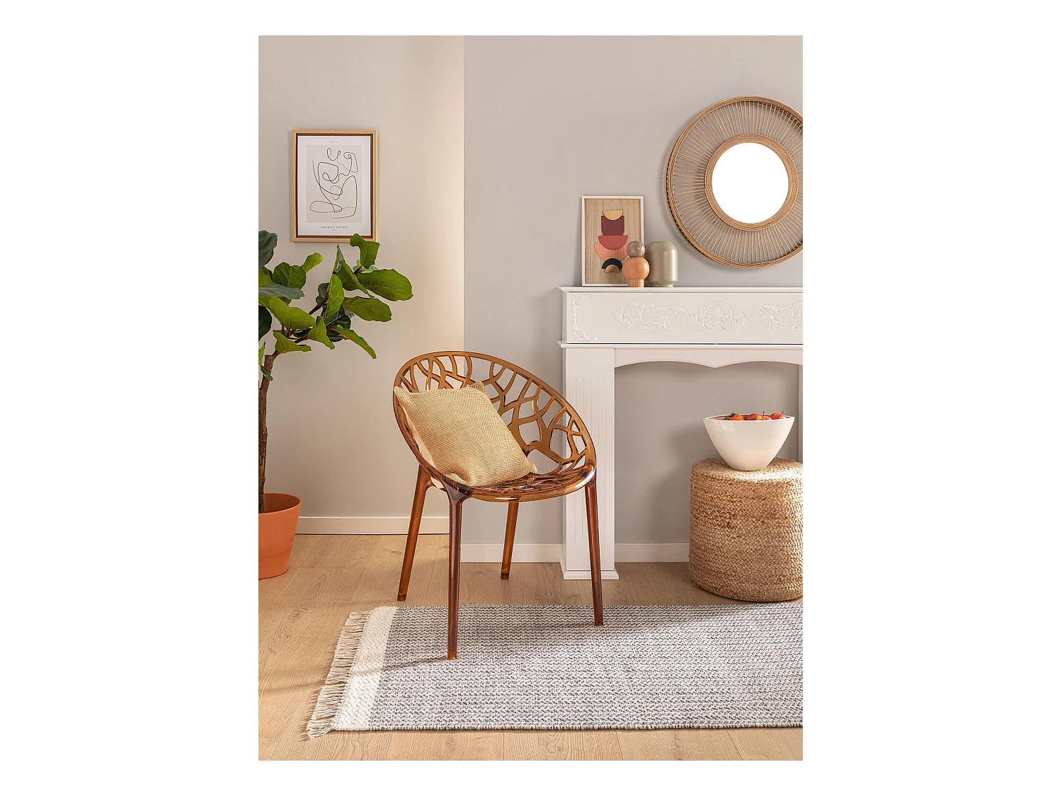 Tapis de couloir en laine Kim Gris 80x250 cm