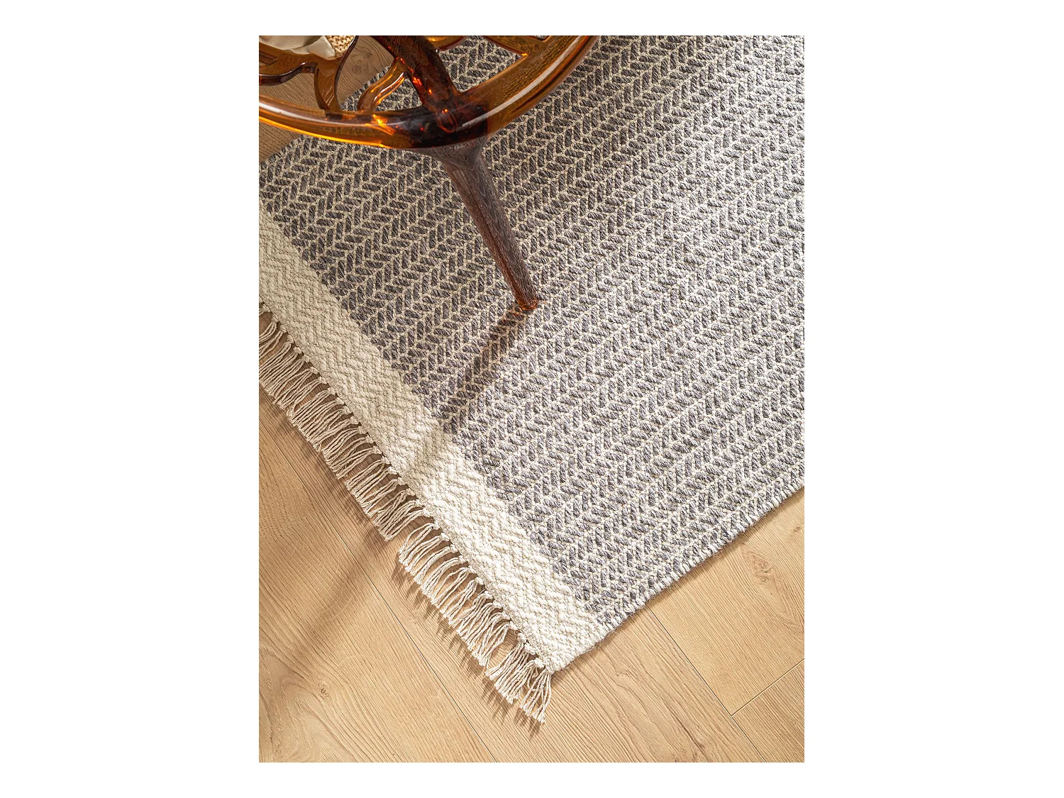 Tapis de couloir en laine Kim Gris 80x250 cm