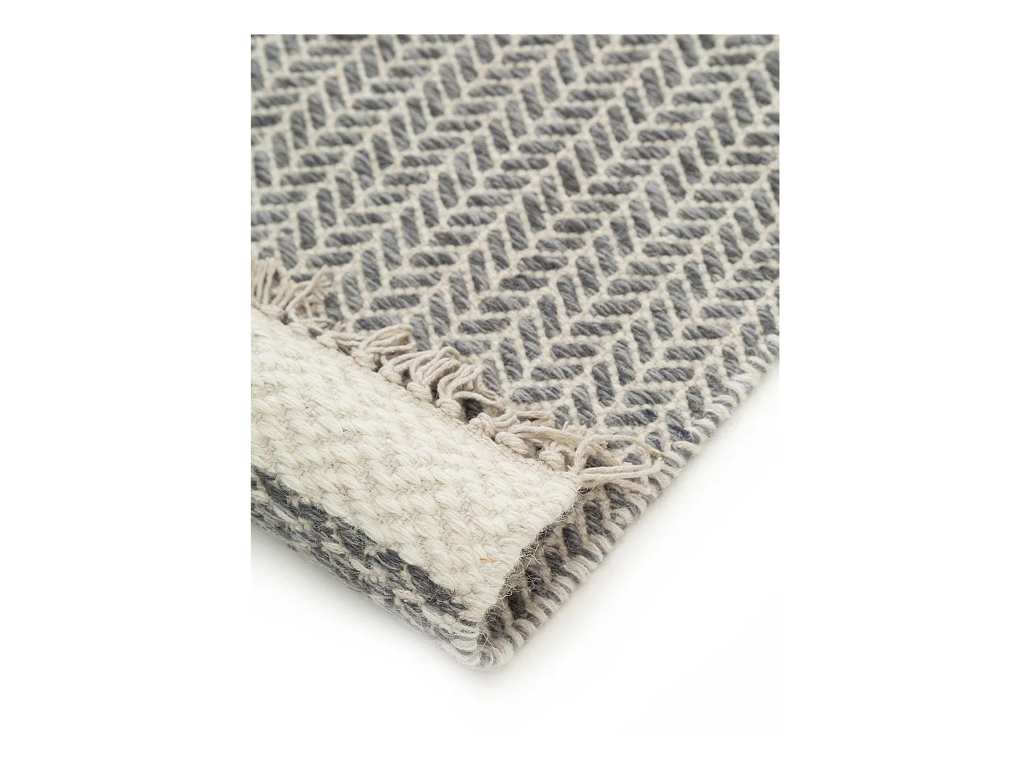 Tapis de couloir en laine Kim Gris 80x250 cm