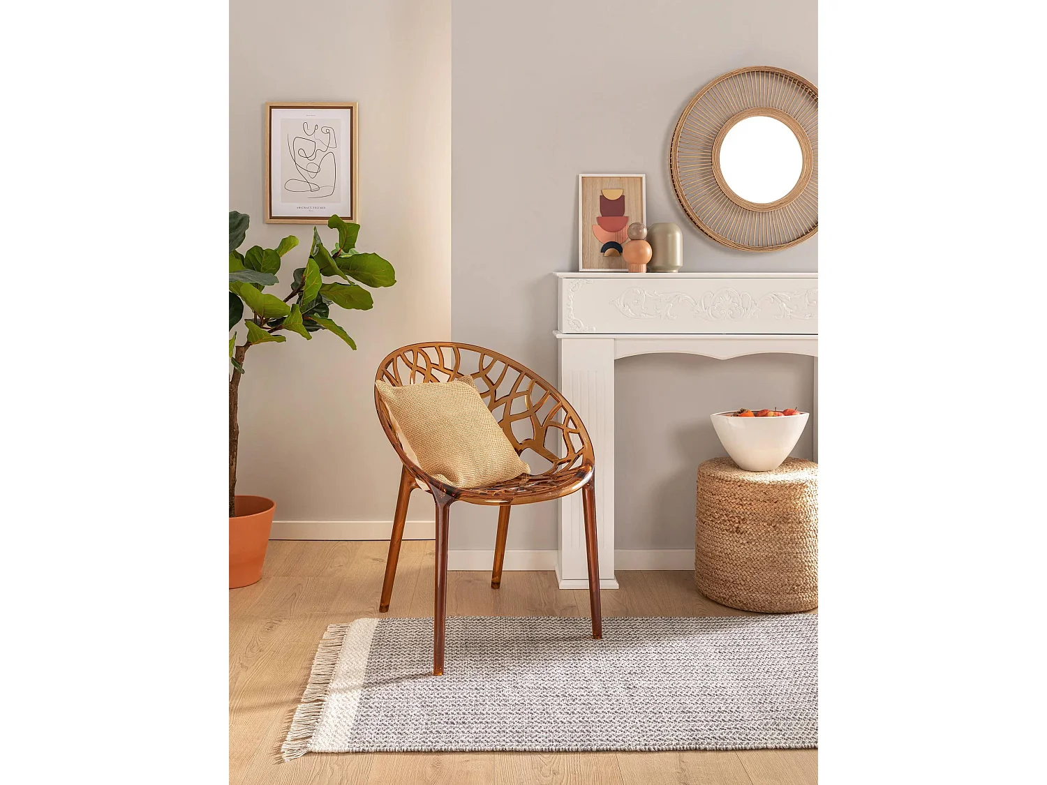 Tapis de couloir en laine Kim Gris 80x250 cm