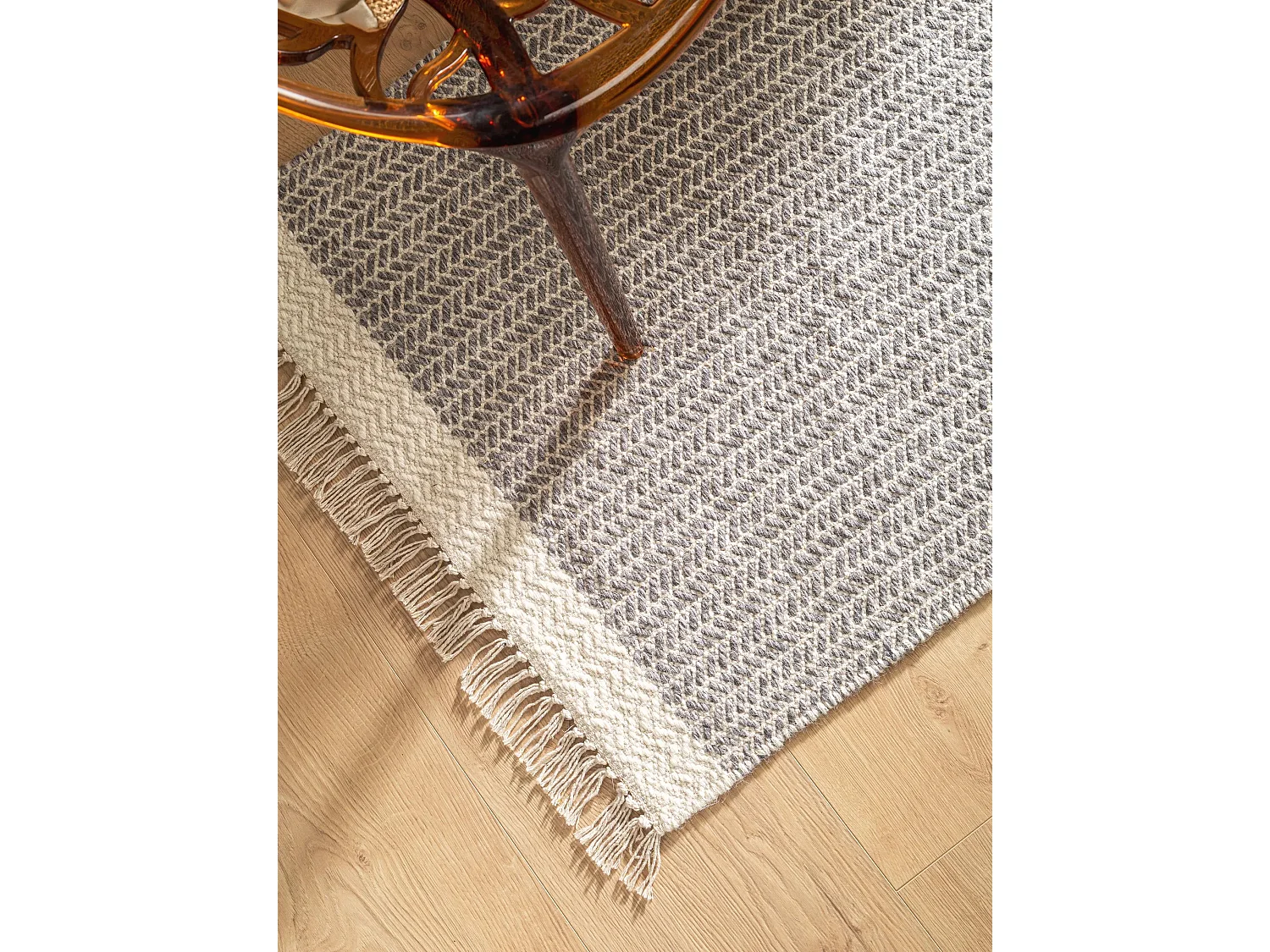 Tapis de couloir en laine Kim Gris 80x250 cm