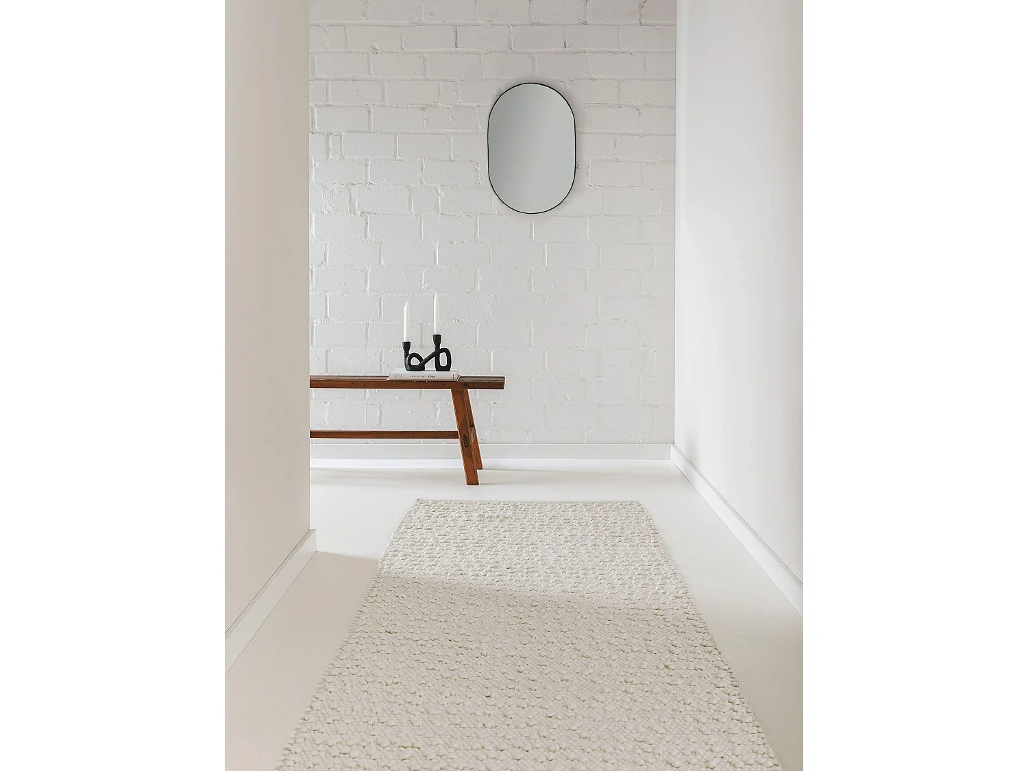 Tapis de couloir en laine Lana Crème 70x200 cm