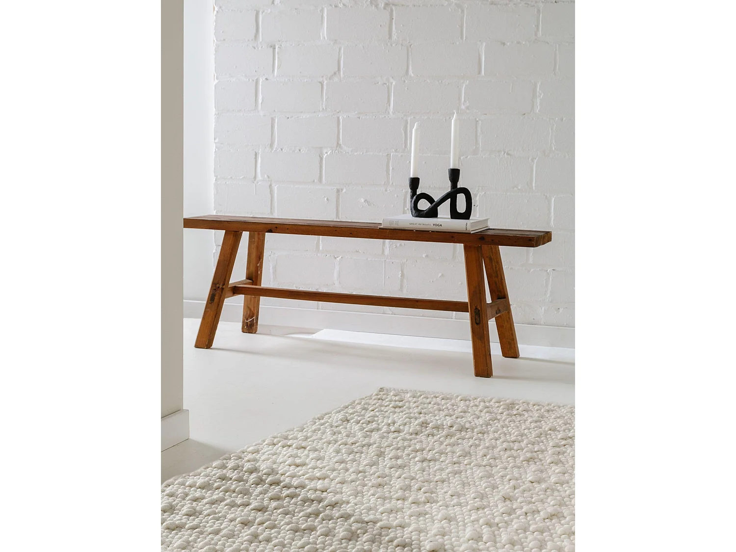 Tapis de couloir en laine Lana Crème 70x200 cm