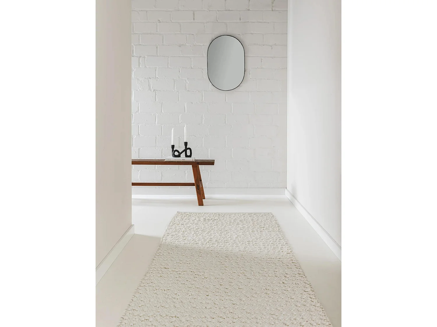 Tapis de couloir en laine Lana Crème 70x200 cm