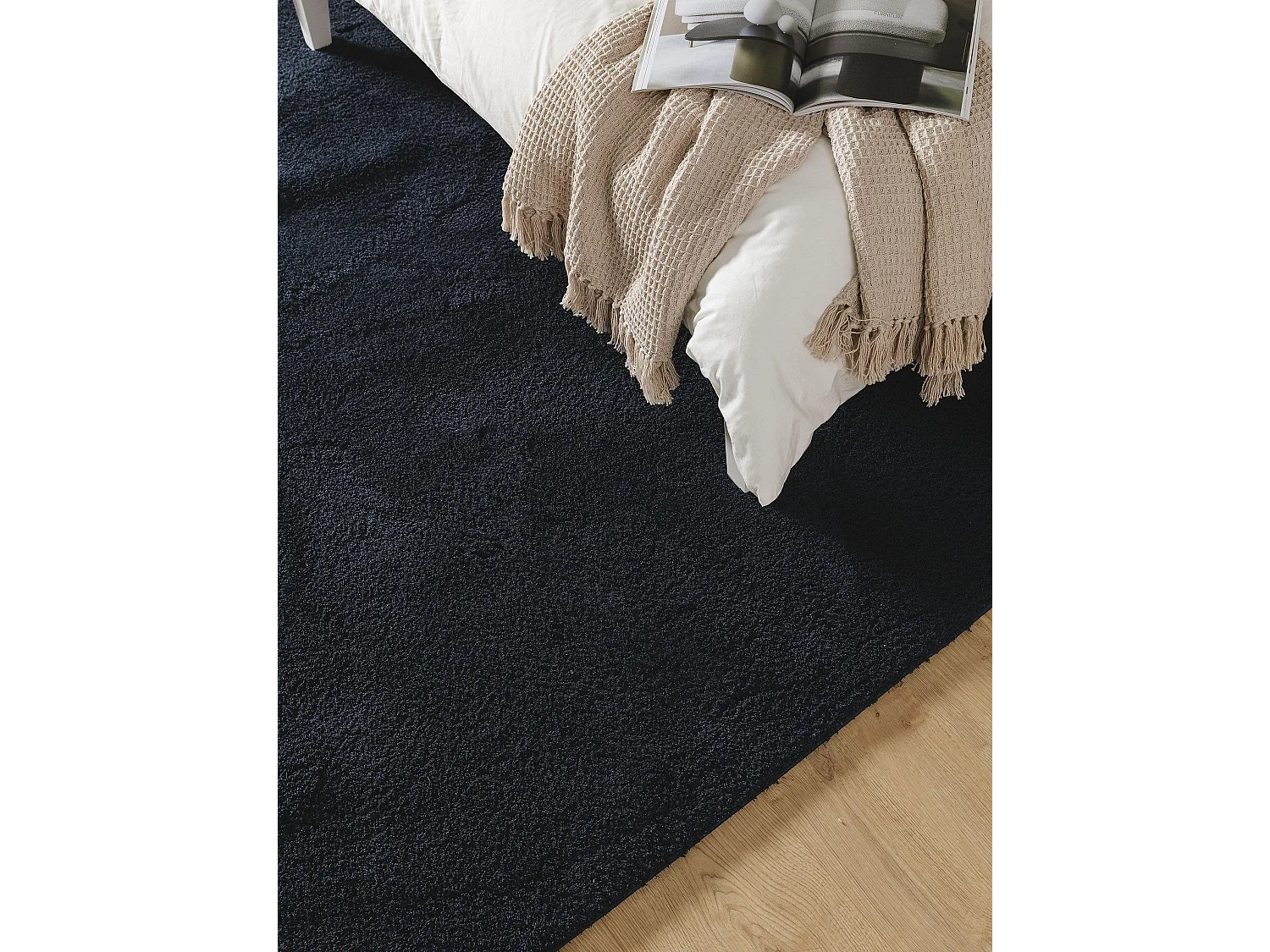 Tapis à poils longs Soda Bleu foncé 140x200 cm