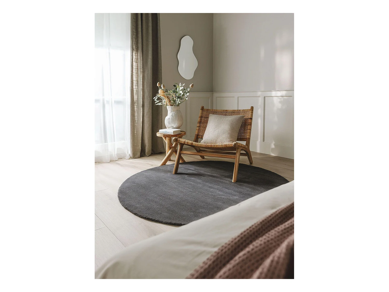 Tapis en laine rond Bent Anthracite ø 200 cm rond