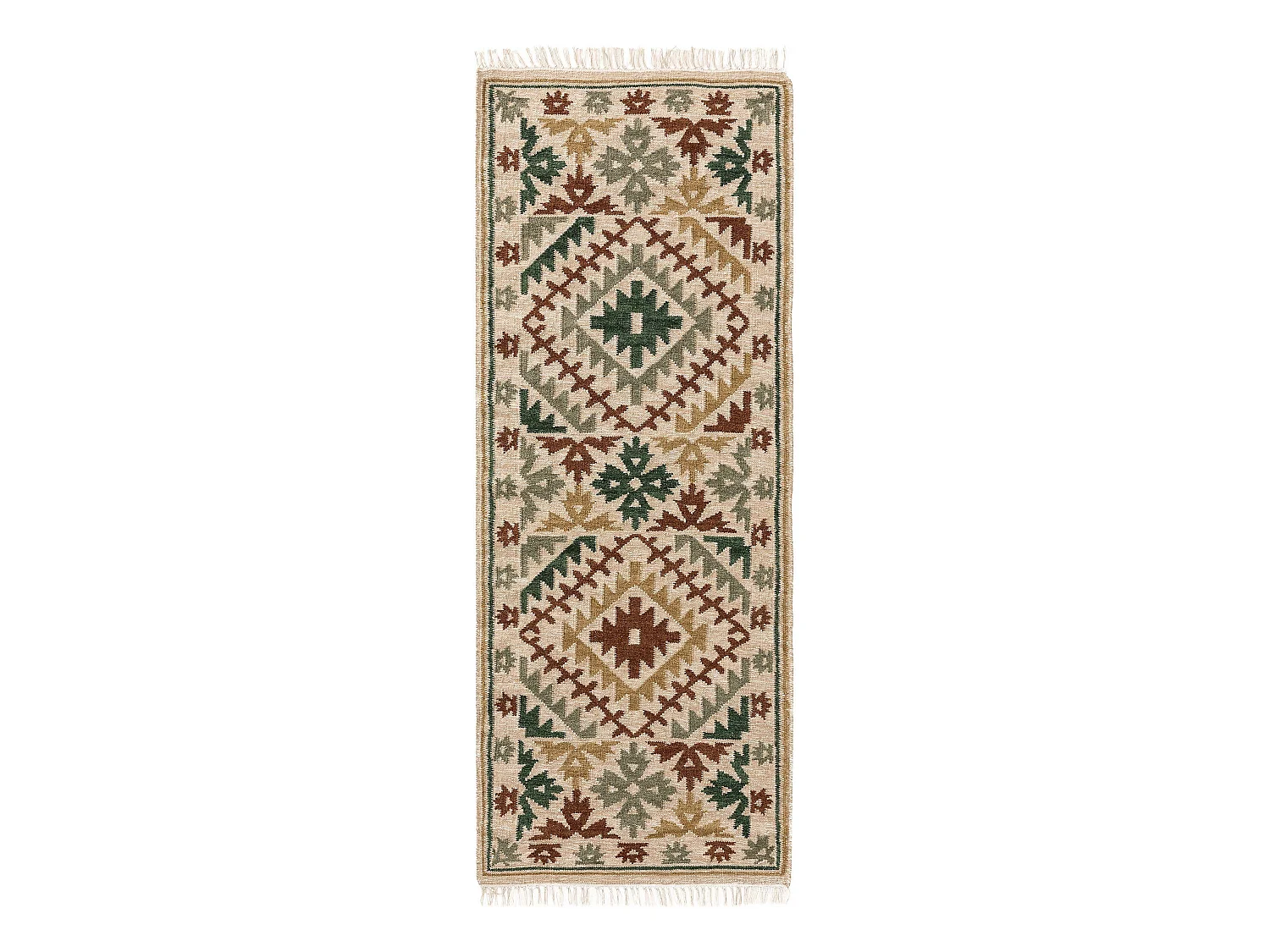 Kelim tissé à la main Zohra Vert 80x200 cm