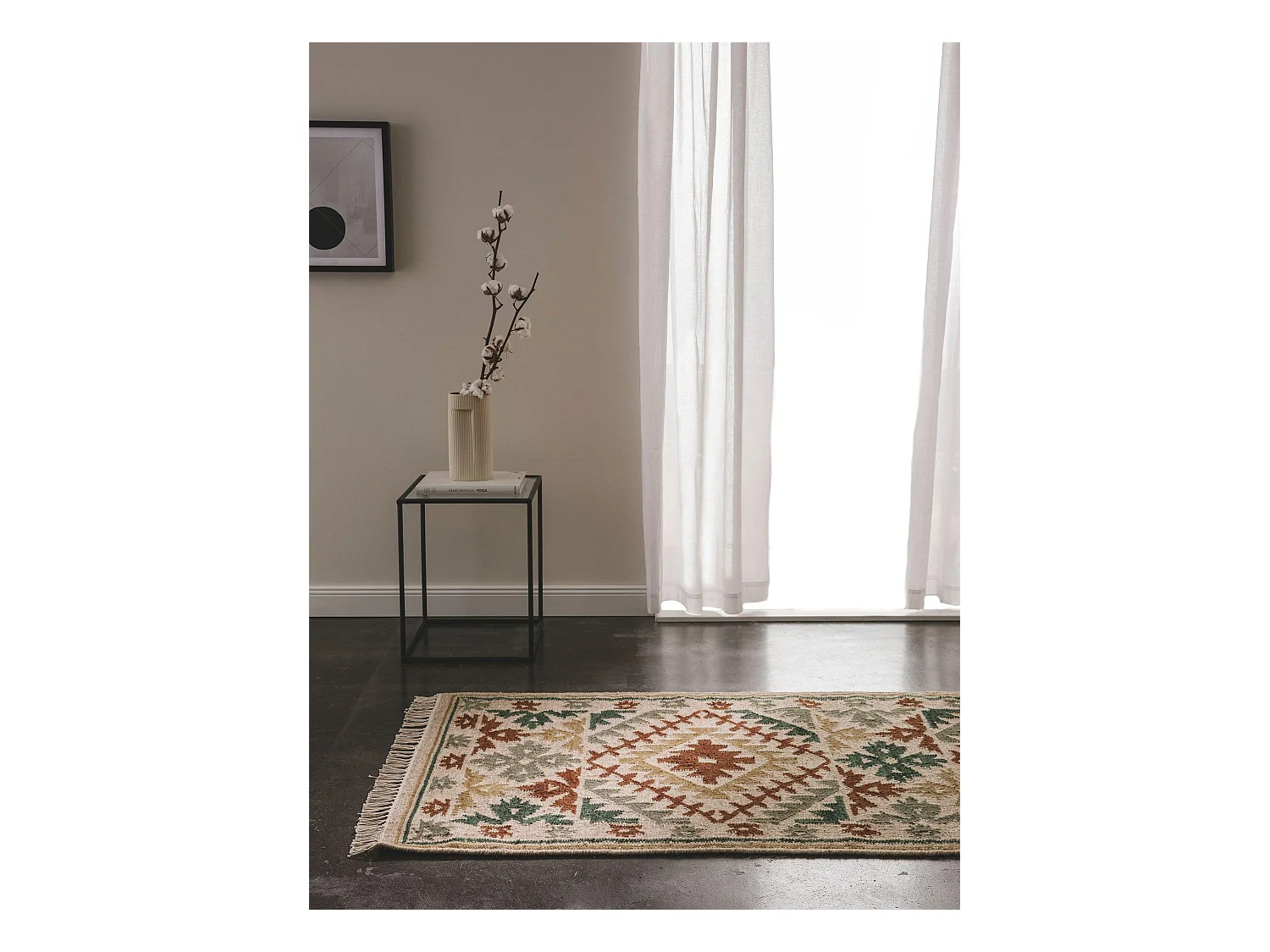 Kelim tissé à la main Zohra Vert 80x200 cm