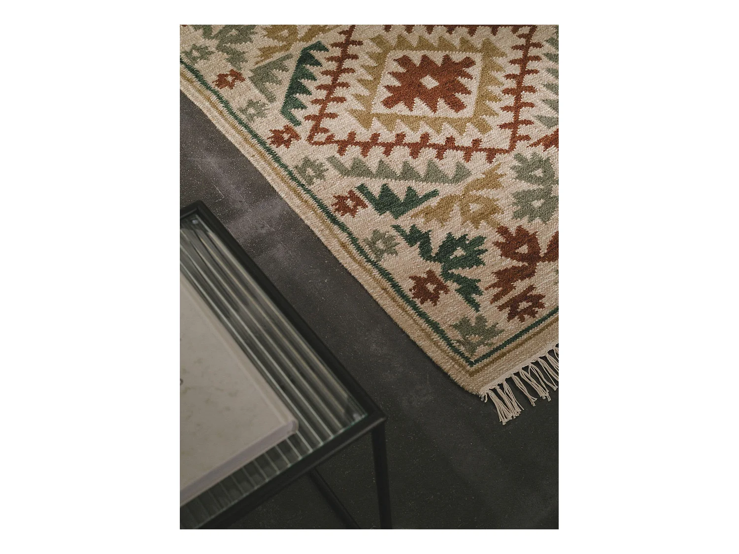 Kelim tissé à la main Zohra Vert 80x200 cm