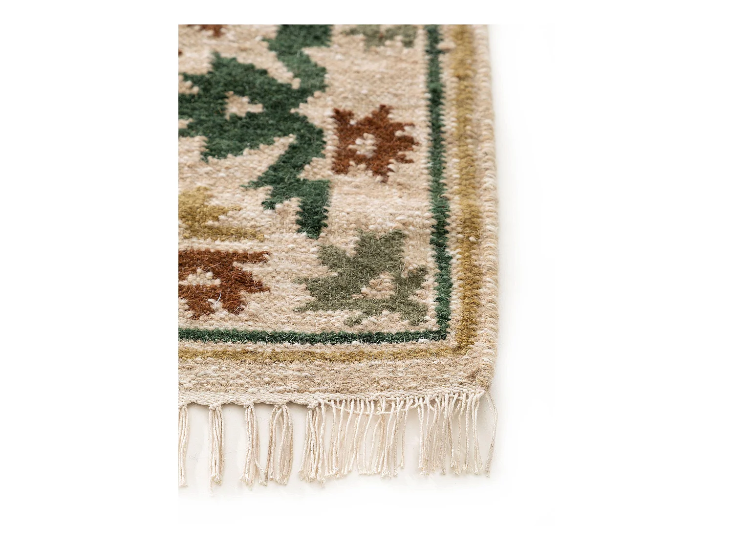 Kelim tissé à la main Zohra Vert 80x200 cm