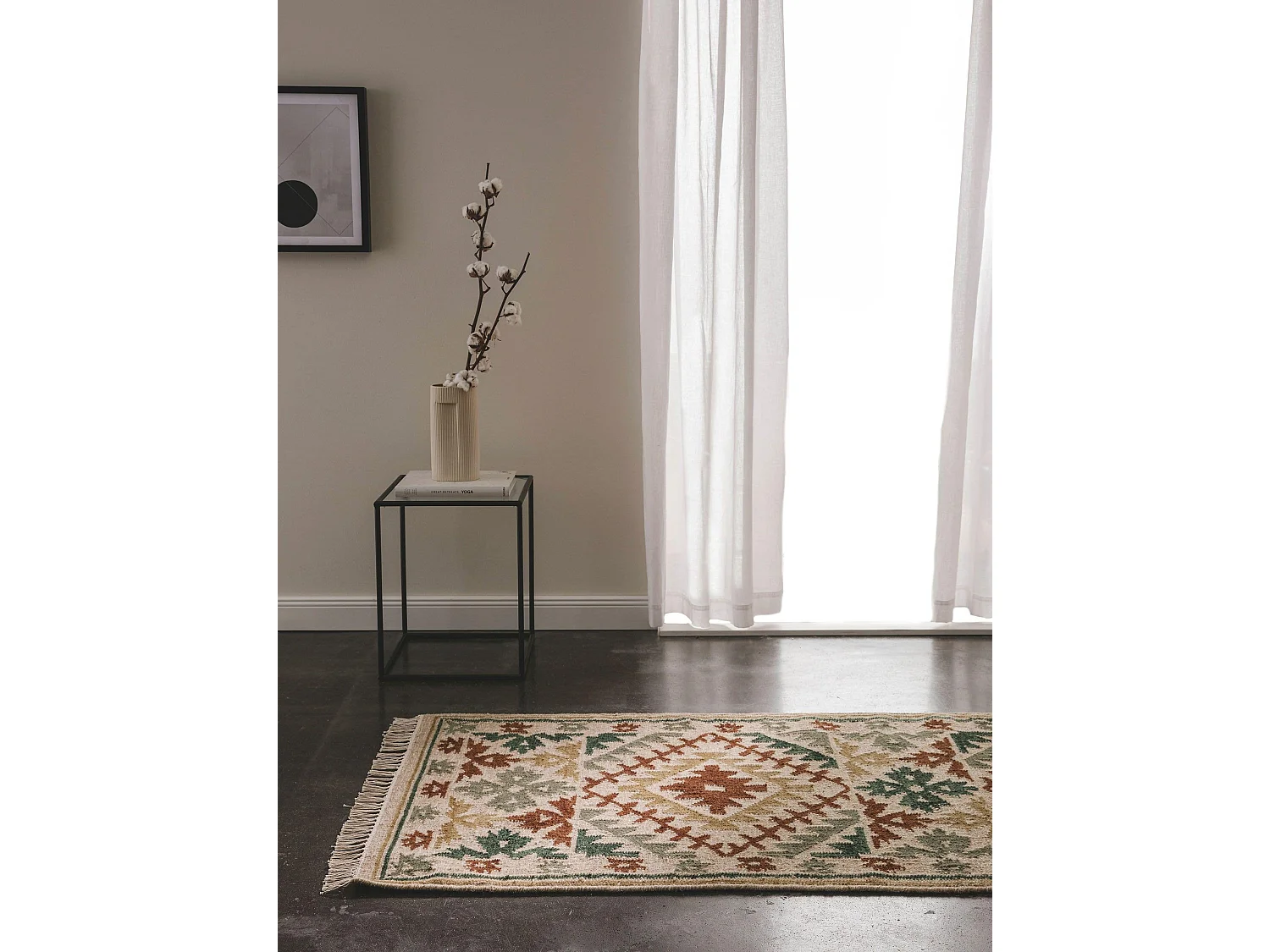 Kelim tissé à la main Zohra Vert 80x200 cm