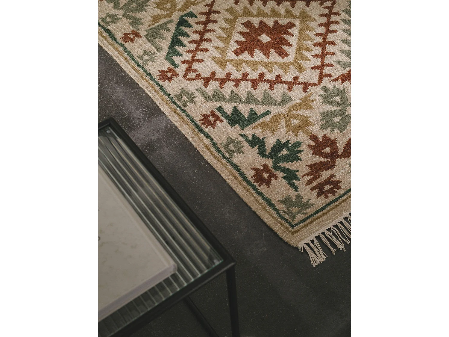 Kelim tissé à la main Zohra Vert 80x200 cm