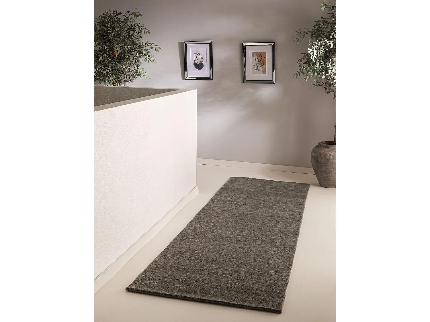 Tapis de couloir en laine Jamal Gris 80x250 cm