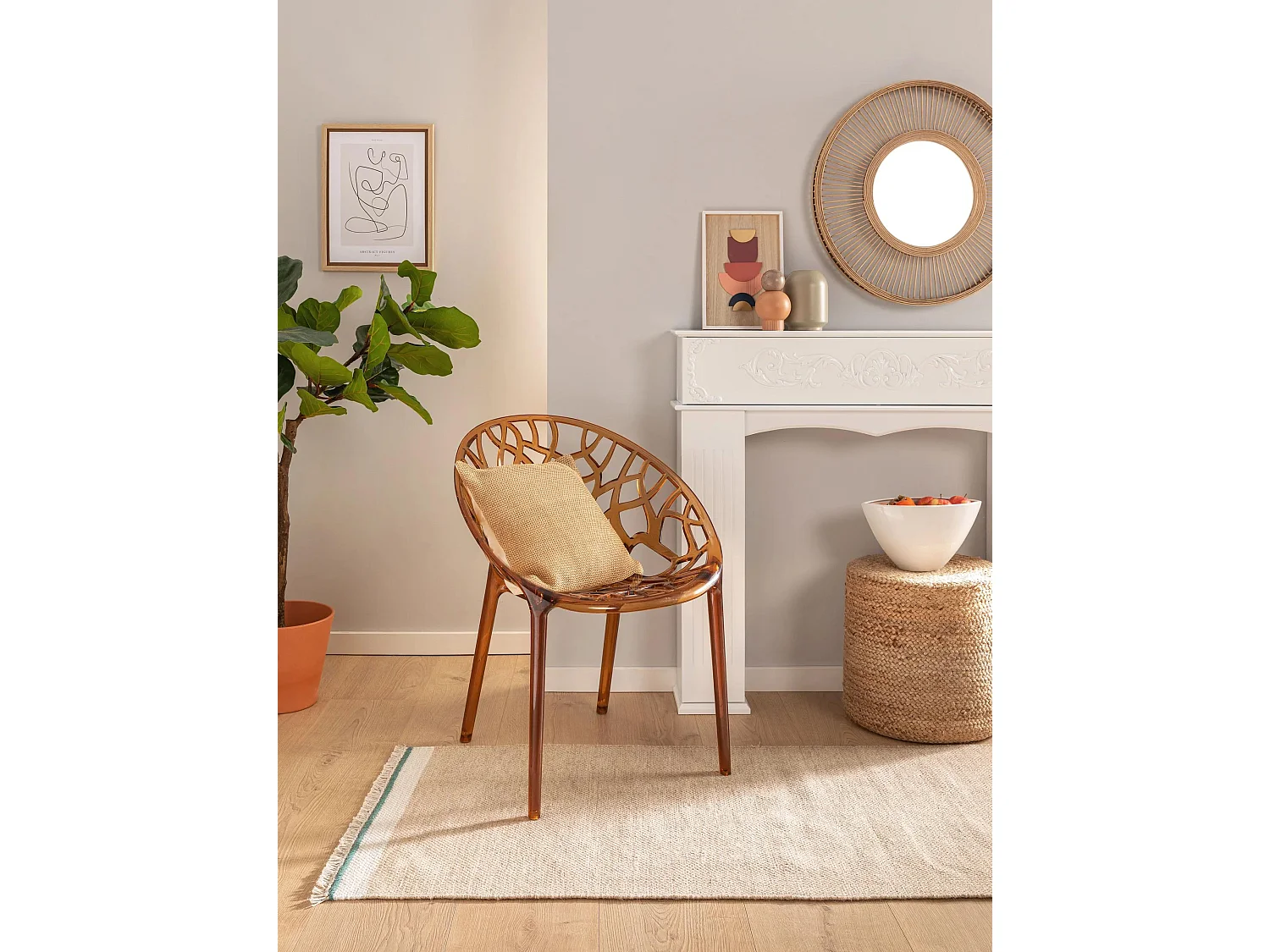 Tapis de couloir en laine Karla Beige 70x200 cm
