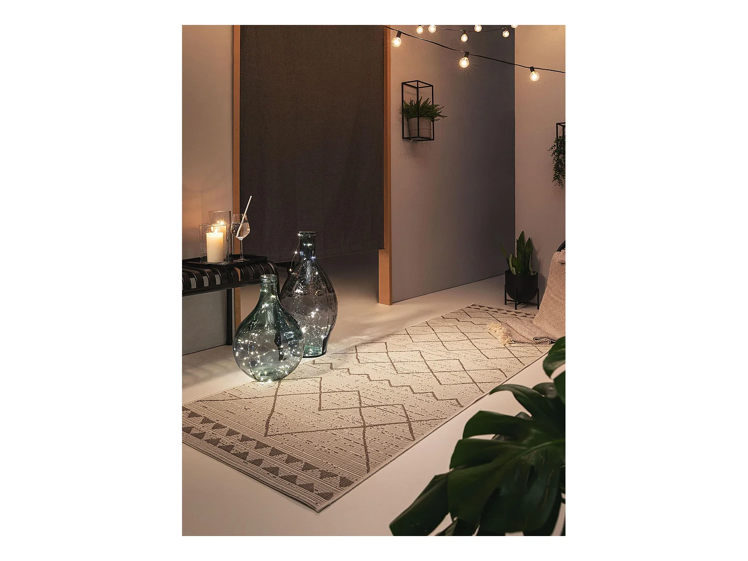 Tapis de couloir extérieur & intérieur Metro Crème/Beige 80x240 cm