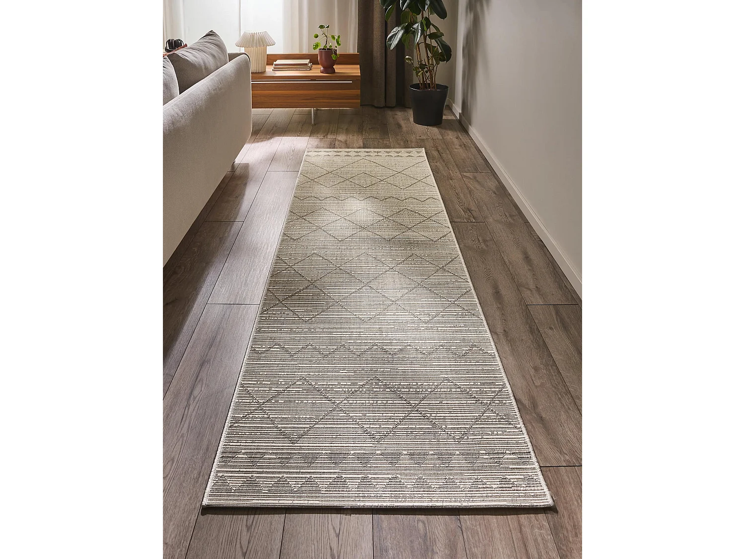 Tapis de couloir extérieur & intérieur Metro Crème/Beige 80x240 cm