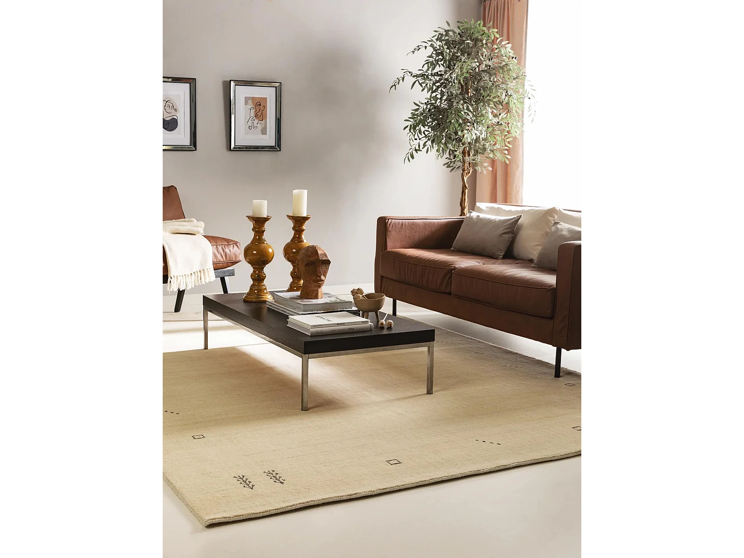 Tapis de laine Jamal Crème 80x150 cm