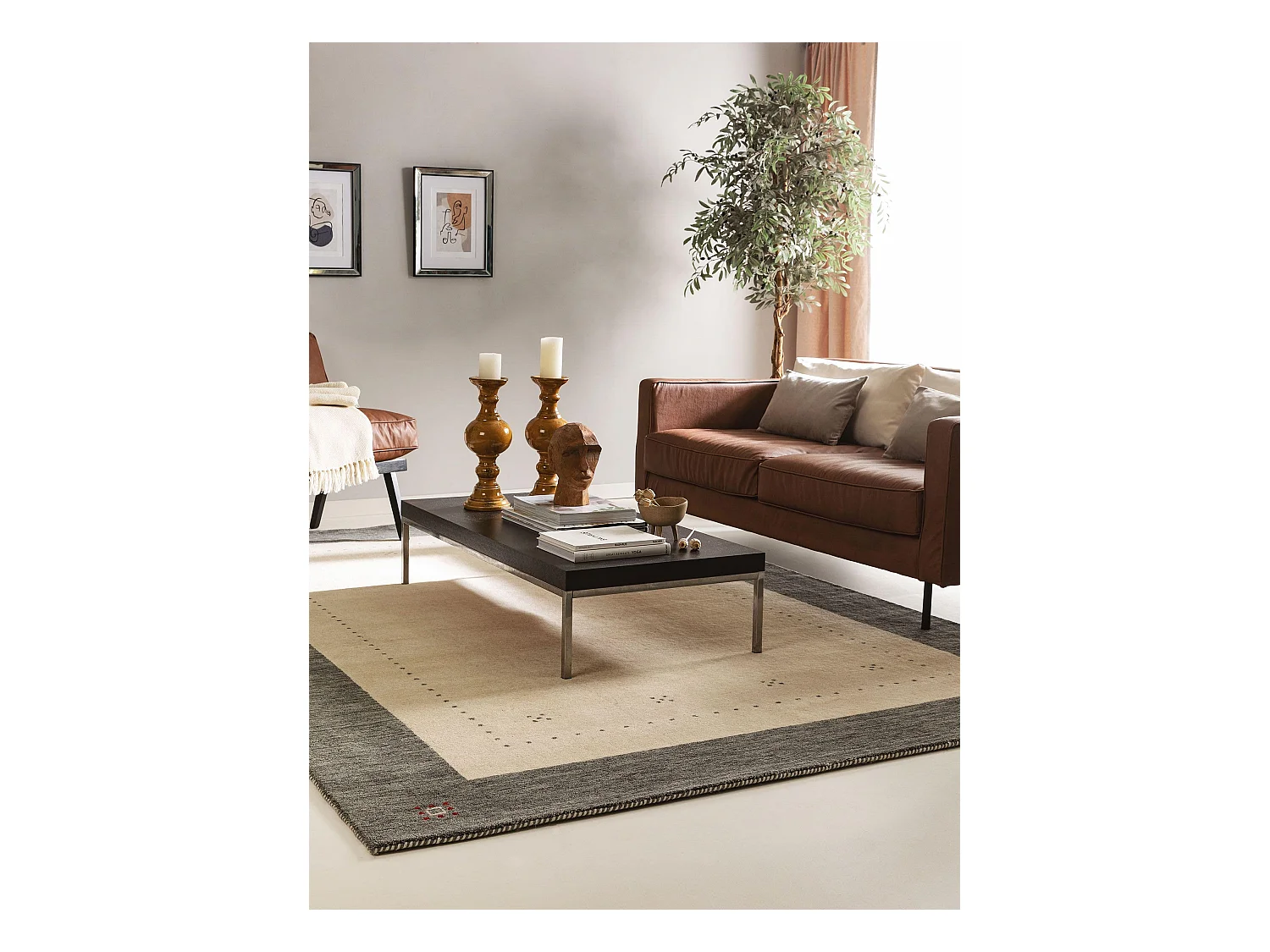 Tapis de laine Jamal Beige/Gris 300x400 cm