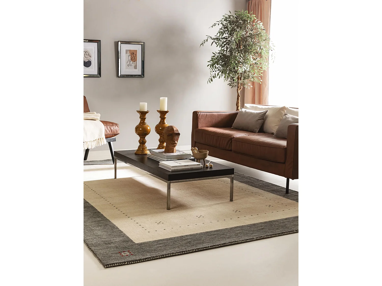 Tapis de laine Jamal Beige/Gris 300x400 cm