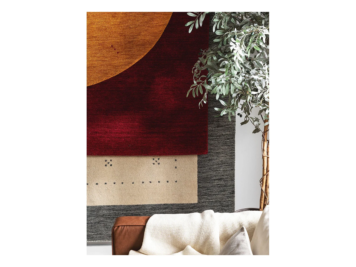 Tapis de couloir en laine Jamal Rouge 80x250 cm