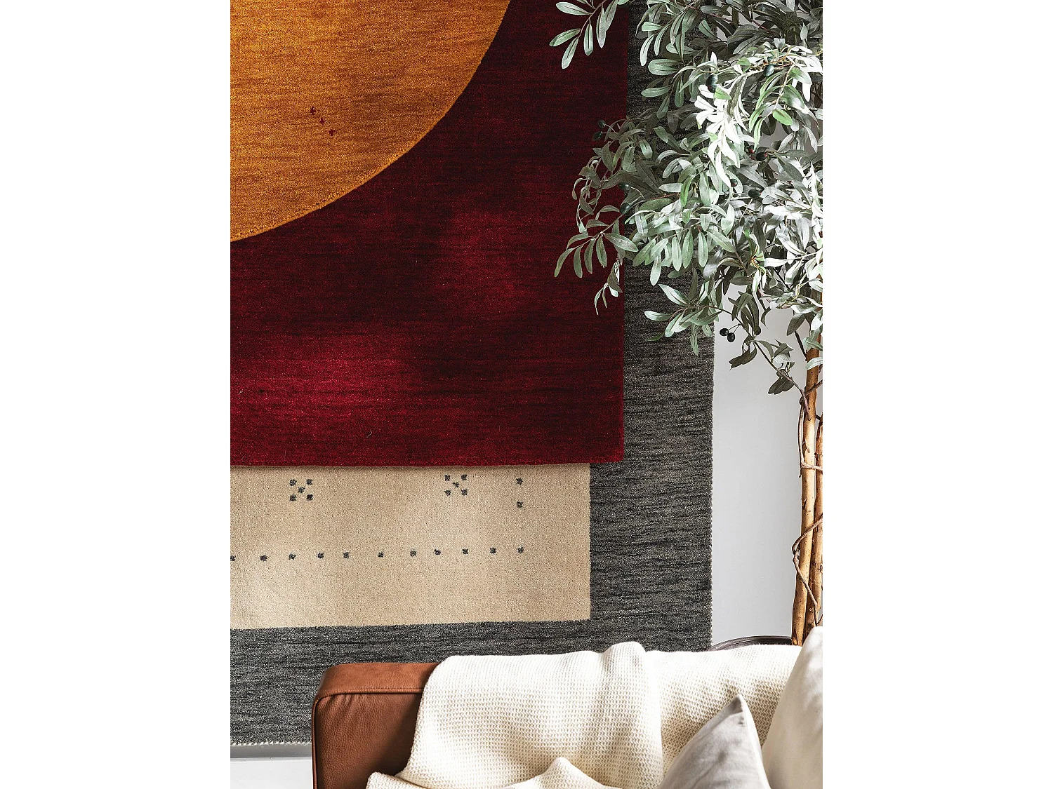 Tapis de couloir en laine Jamal Rouge 80x250 cm