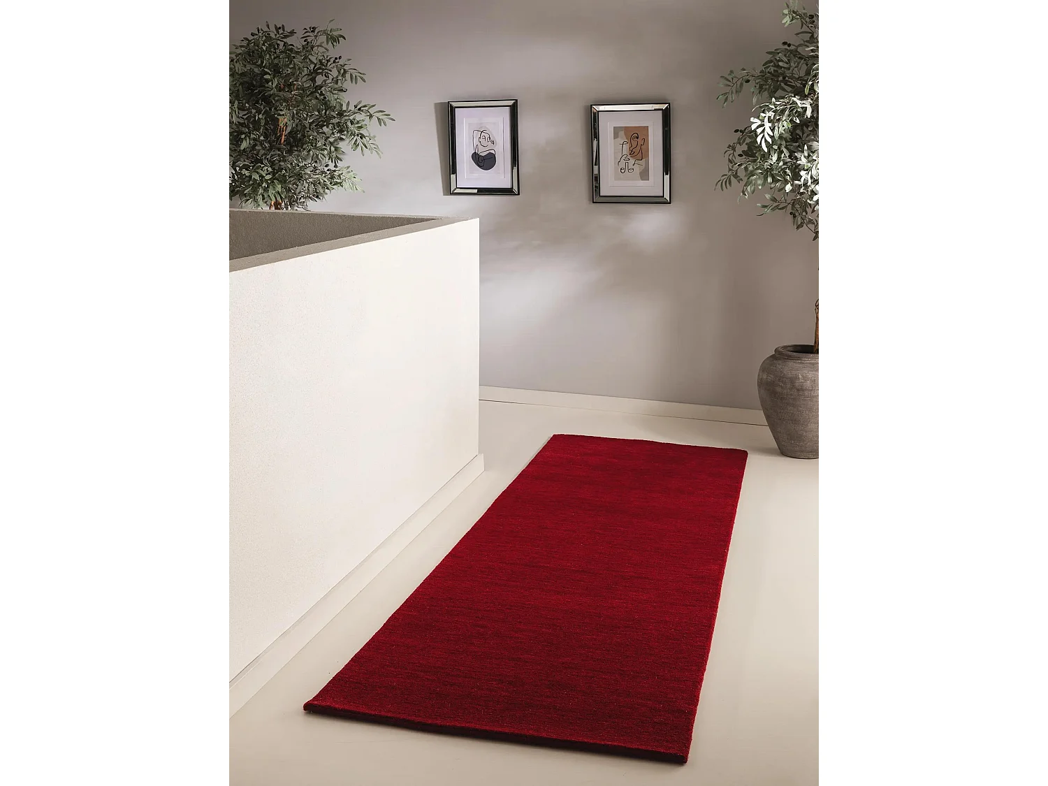 Tapis de couloir en laine Jamal Rouge 80x250 cm