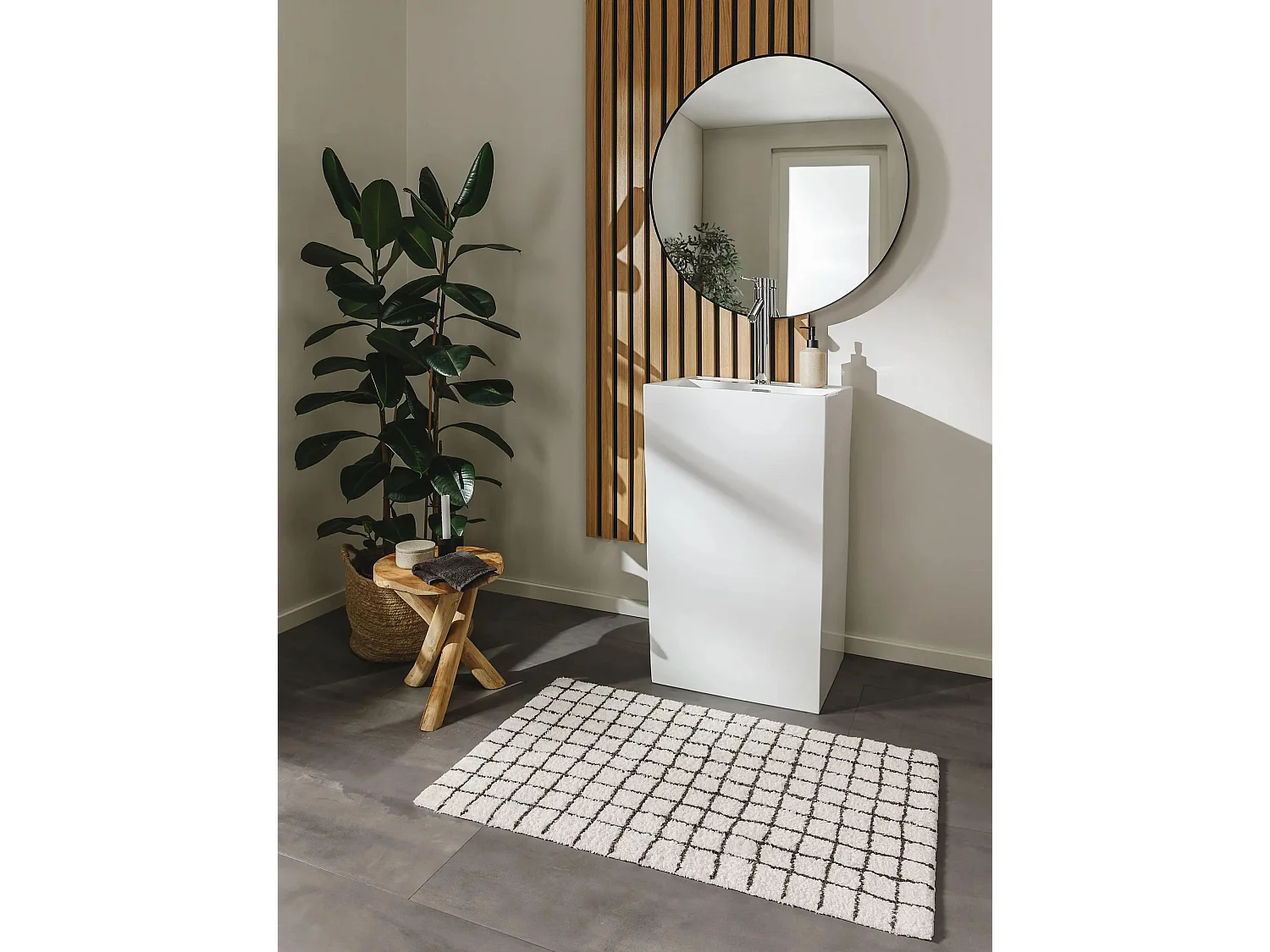 Tapis de Bain Wavu Blanc 60x100 cm