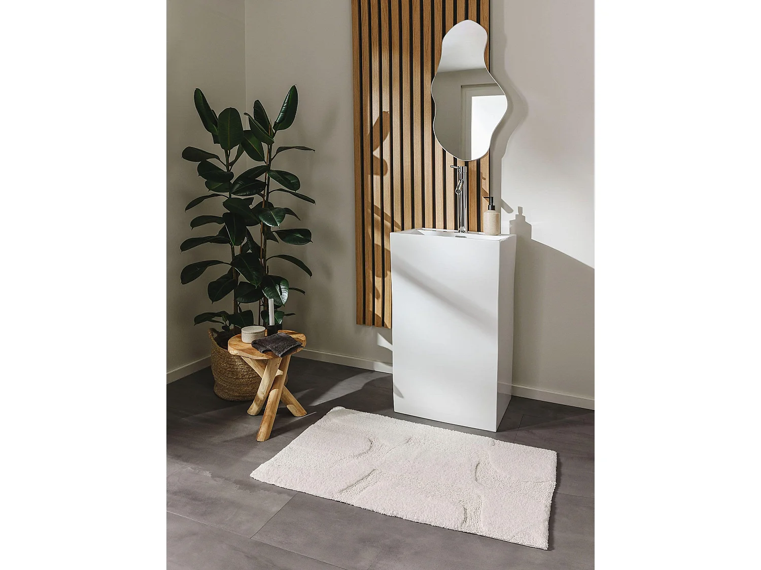 Tapis de Bain Nehir Blanc 60x100 cm