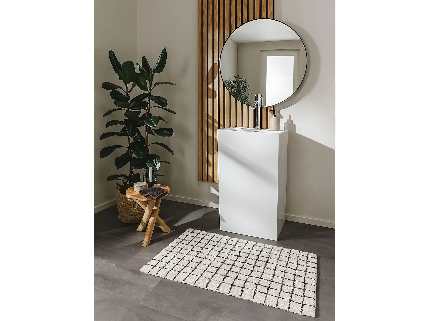 Tapis de Bain Wavu Blanc 70x120 cm