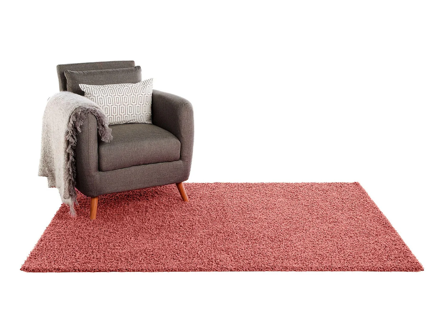 Tapis à poils longs Swirls Rose 133x190 cm