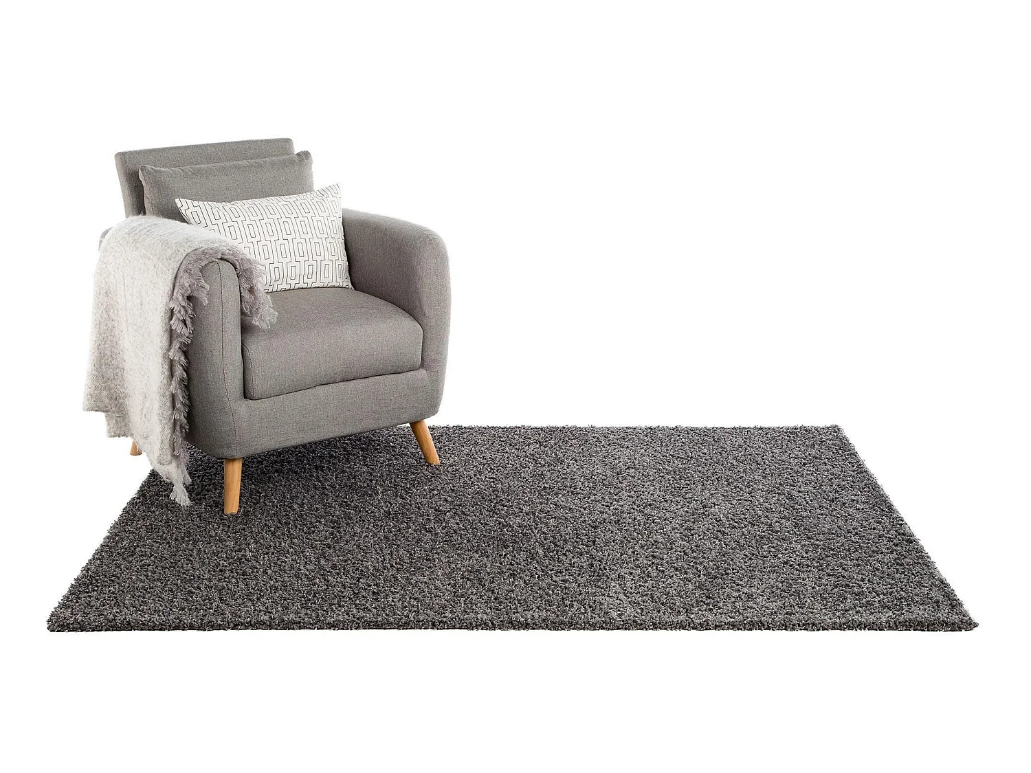 Tapis à poils longs Swirls Gris foncé 133x190 cm