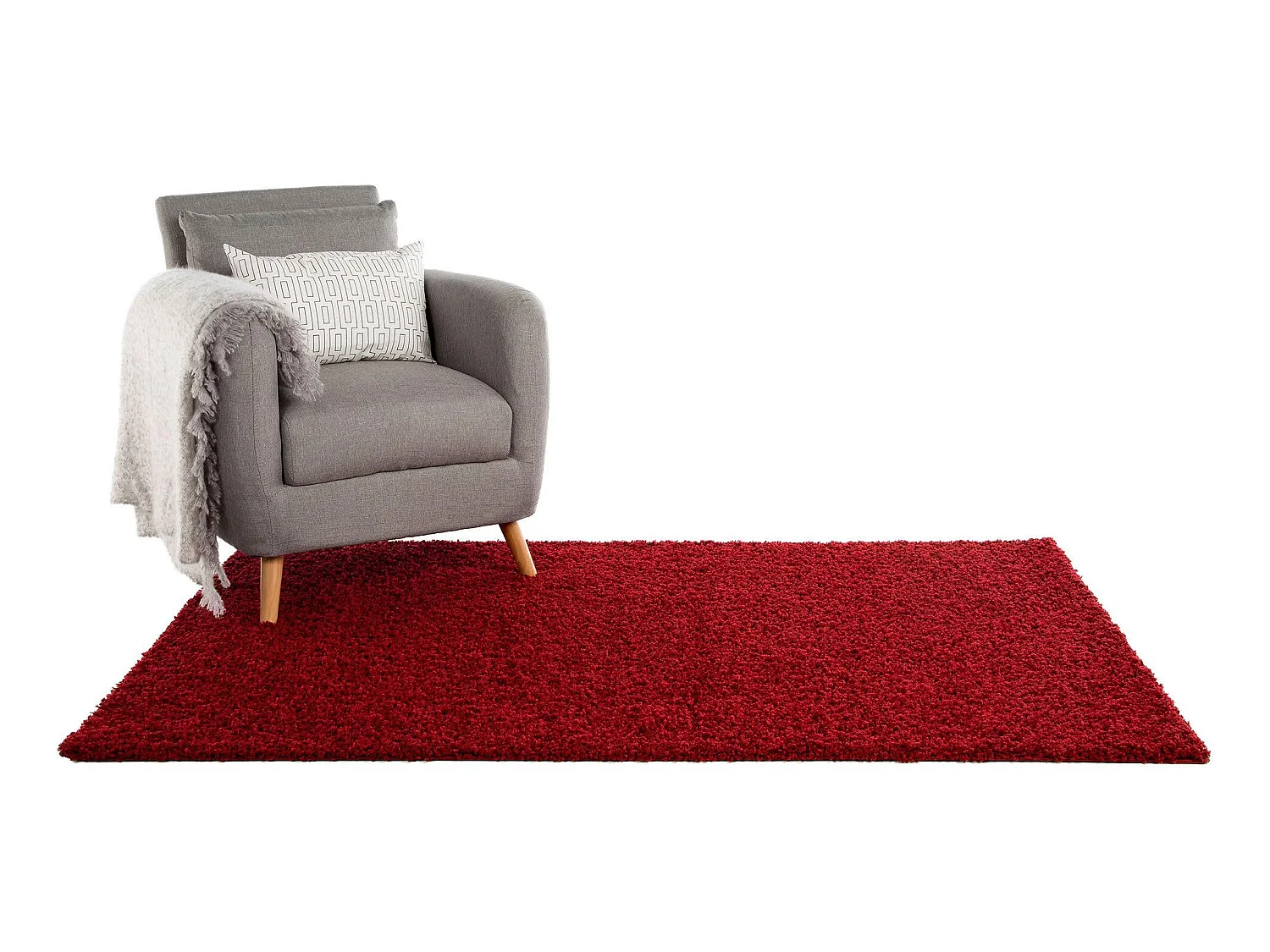 Tapis à poils longs Swirls Rouge foncé 133x190 cm