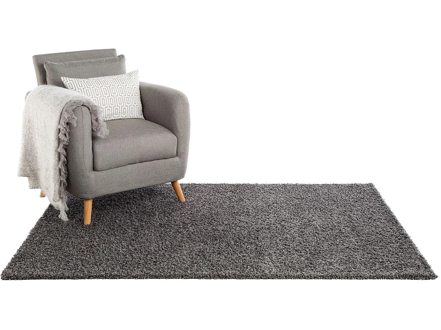 Tapis à poils longs Swirls Gris foncé 80x150 cm