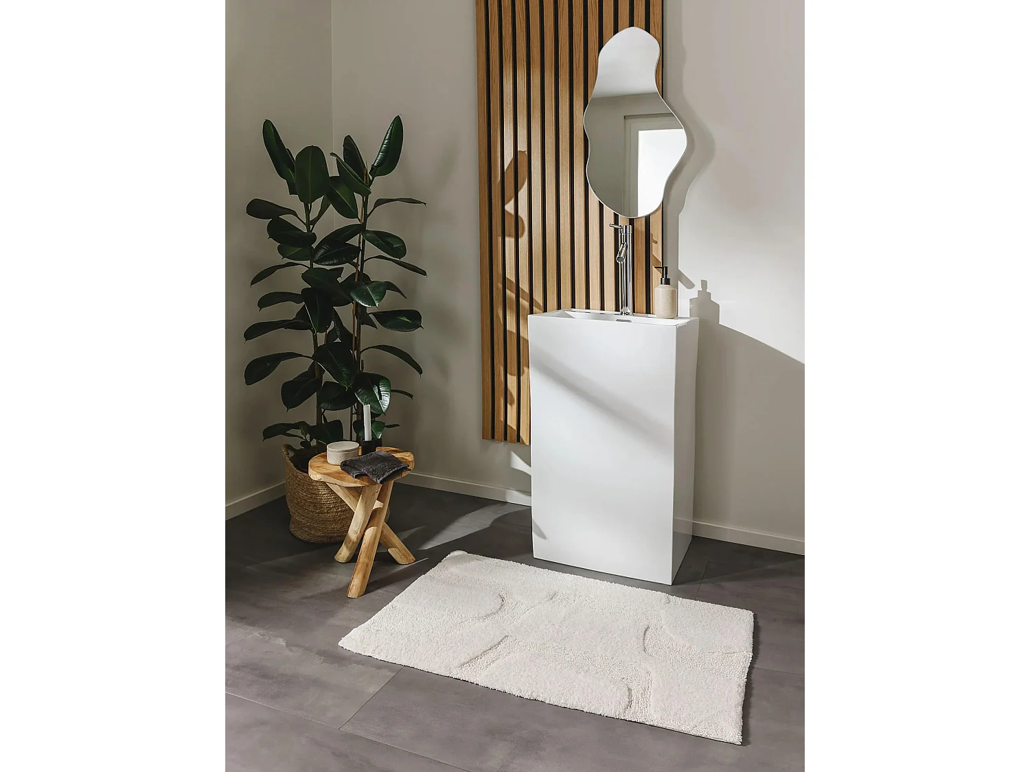 Tapis de Bain Nehir Blanc 50x80 cm