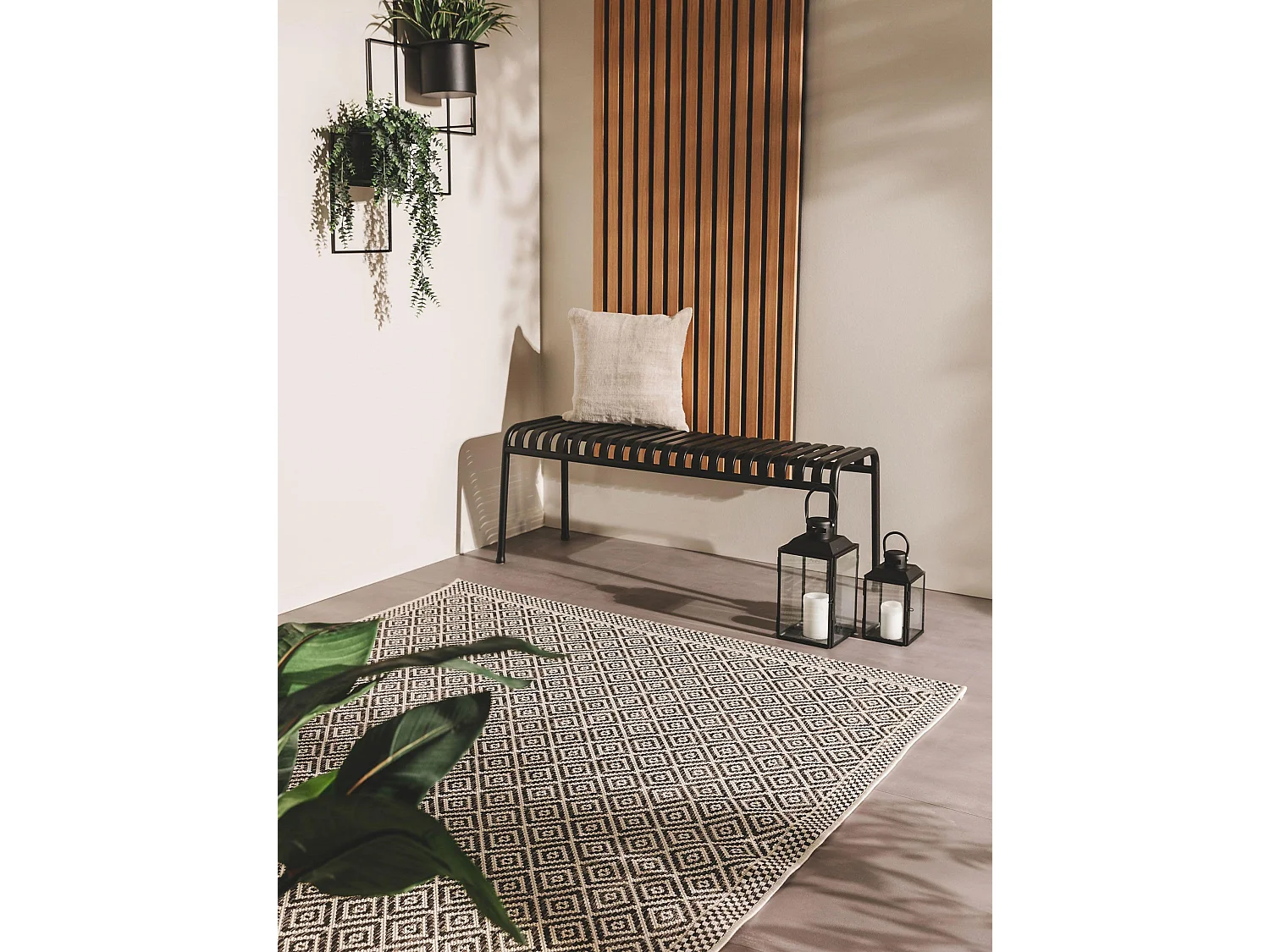 Tapis d'extérieur & intérieur Cleo Blanc & Noir 160x230 cm