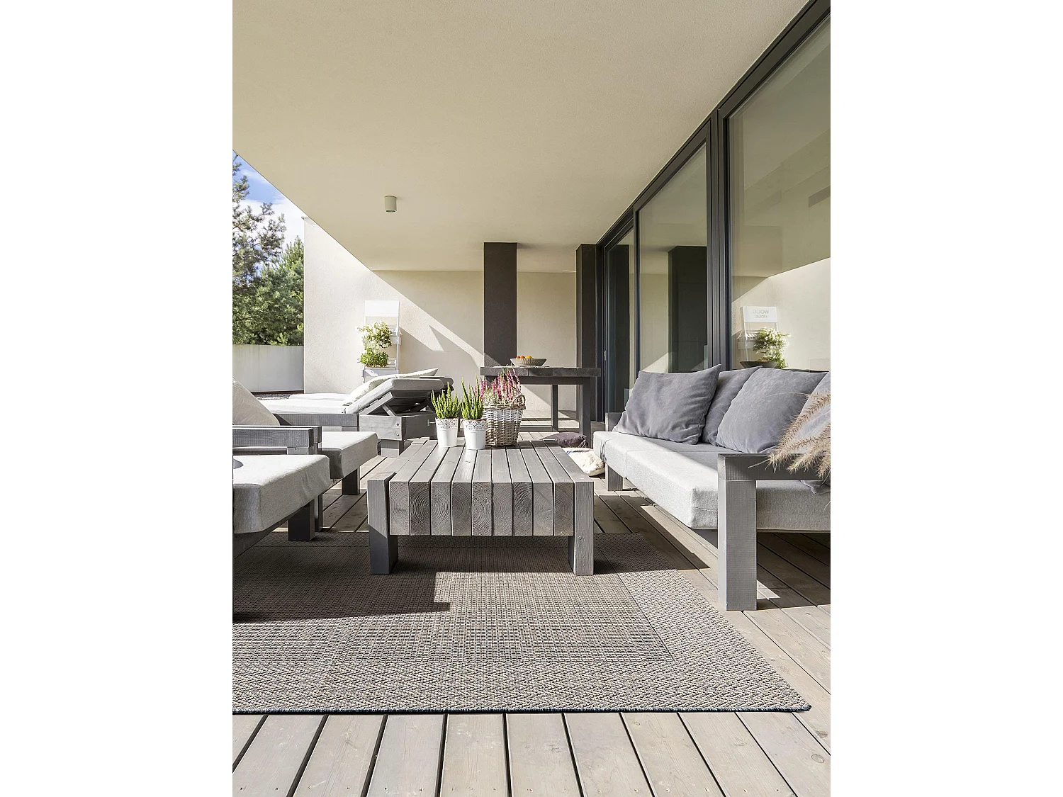 Tapis d'extérieur & intérieur River Beige/Bleu 100x150 cm