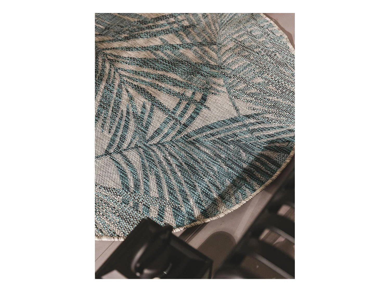 Tapis d'extérieur & intérieur rond Cleo Bleu ø 120 cm rond