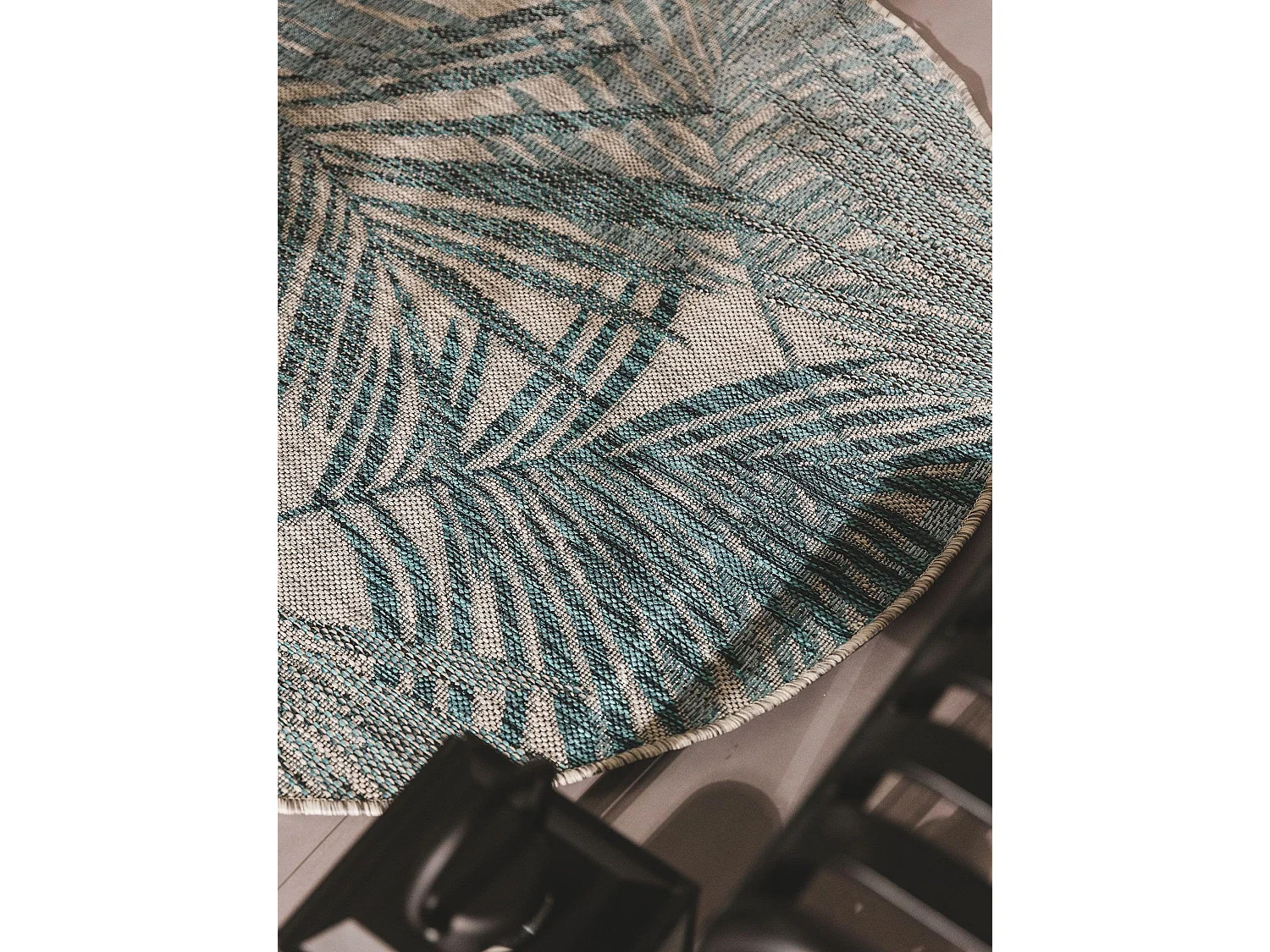 Tapis d'extérieur & intérieur rond Cleo Bleu ø 120 cm rond