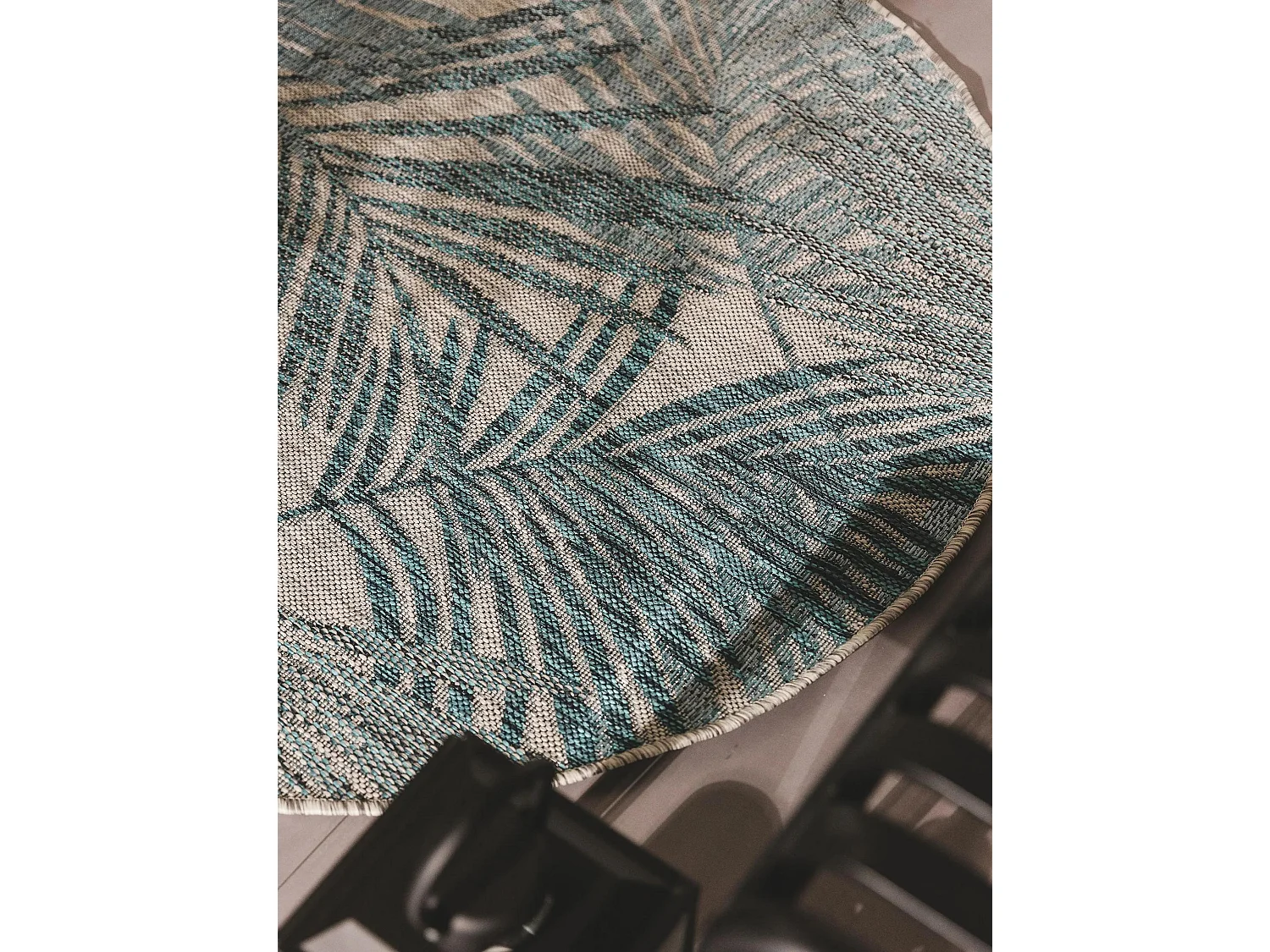 Tapis d'extérieur & intérieur rond Cleo Bleu ø 120 cm rond