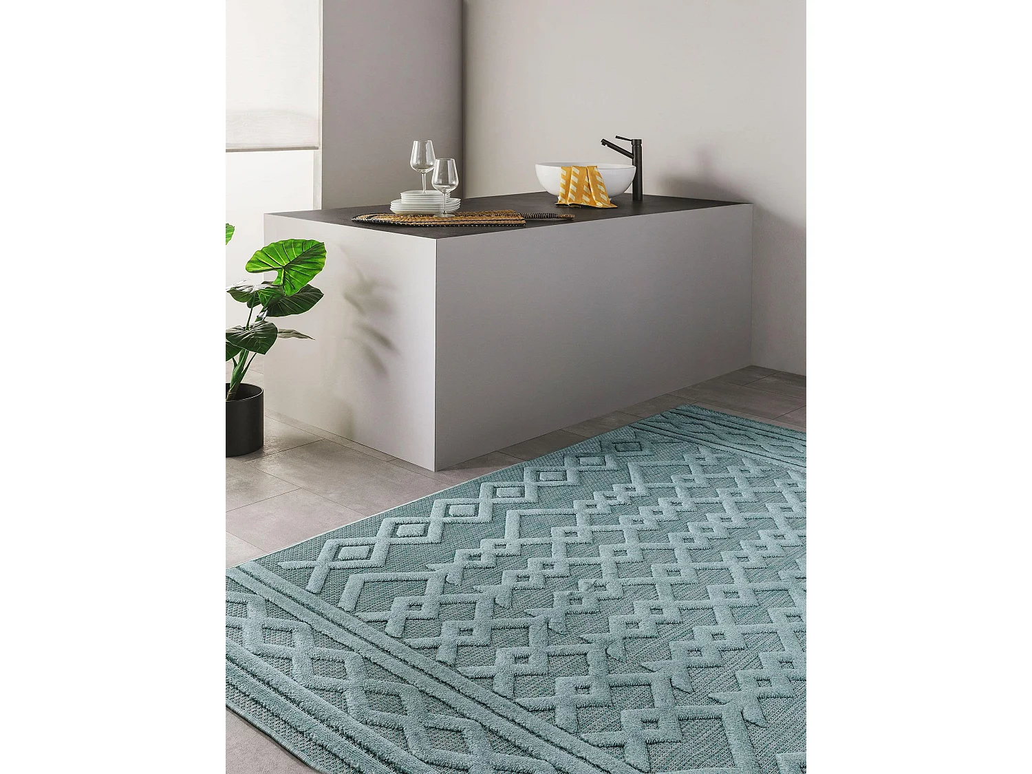 Tapis d'extérieur & intérieur Bonte Turquoise 80x150 cm