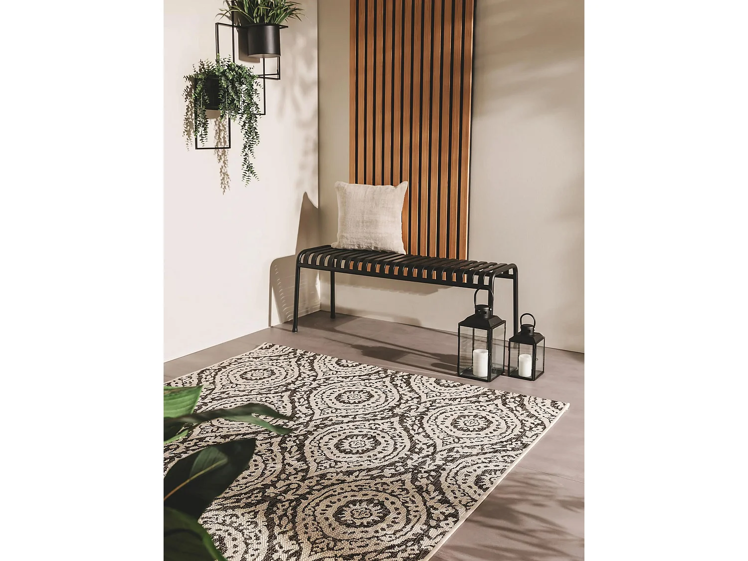 Tapis d'extérieur & intérieur Cleo Blanc & Noir 80x150 cm