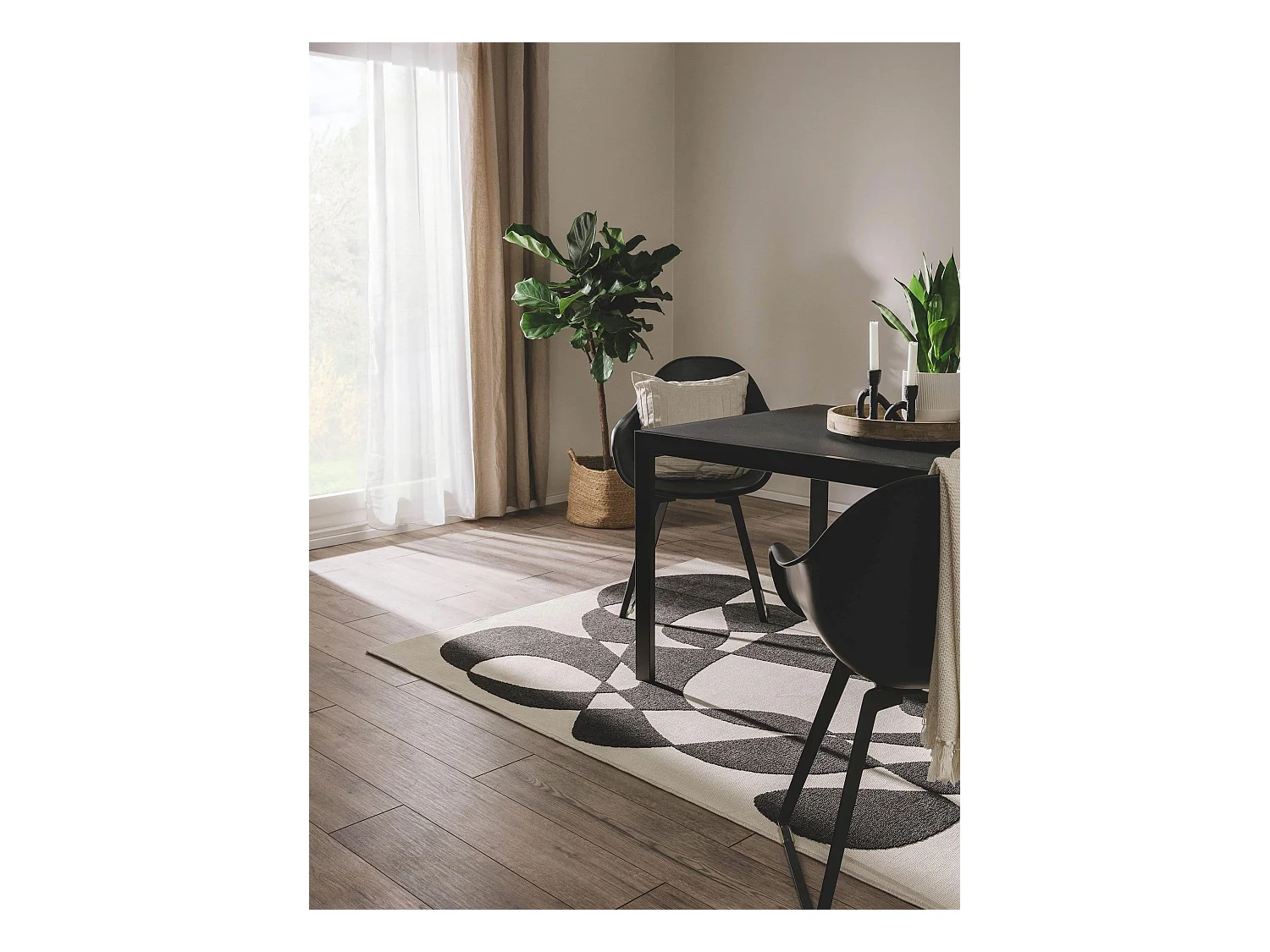 Tapis d'extérieur & intérieur Taro Noir & Blanc 200x290 cm