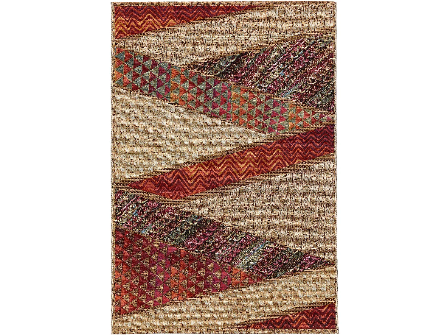 Tapis d'extérieur & intérieur Kenya Beige/Rouge 80x165 cm