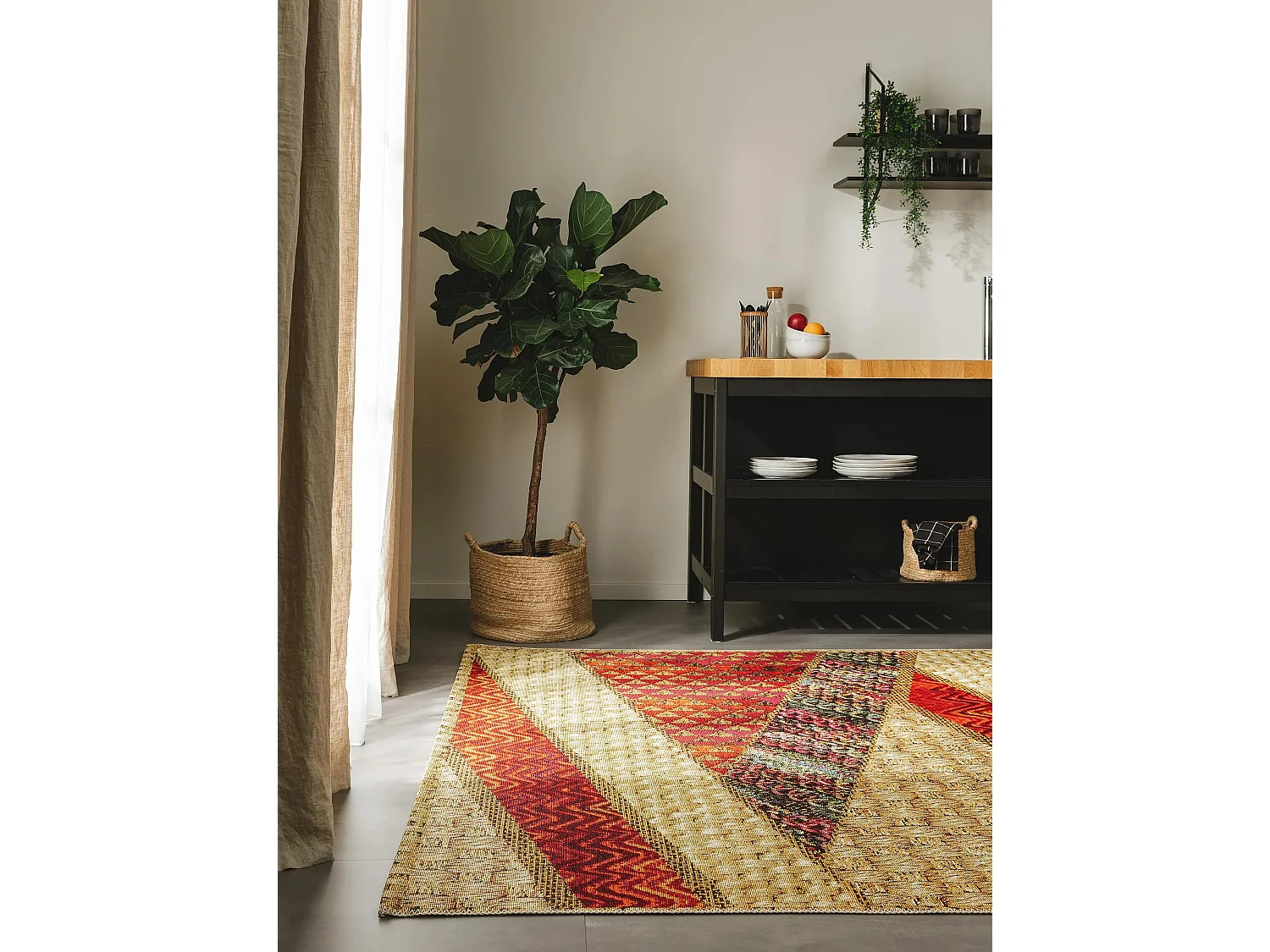 Tapis d'extérieur & intérieur Kenya Beige/Rouge 80x165 cm