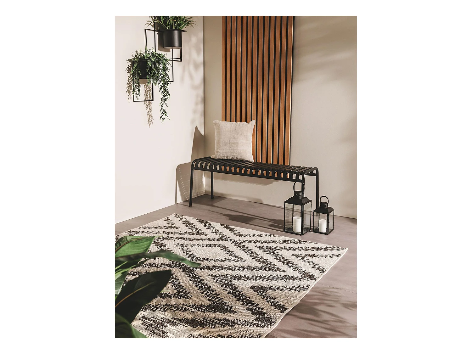 Tapis d'extérieur & intérieur Cleo Blanc & Noir 200x290 cm