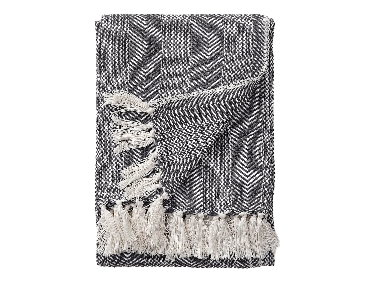 Plaid en coton Alisea Anthracite 125x150 cm