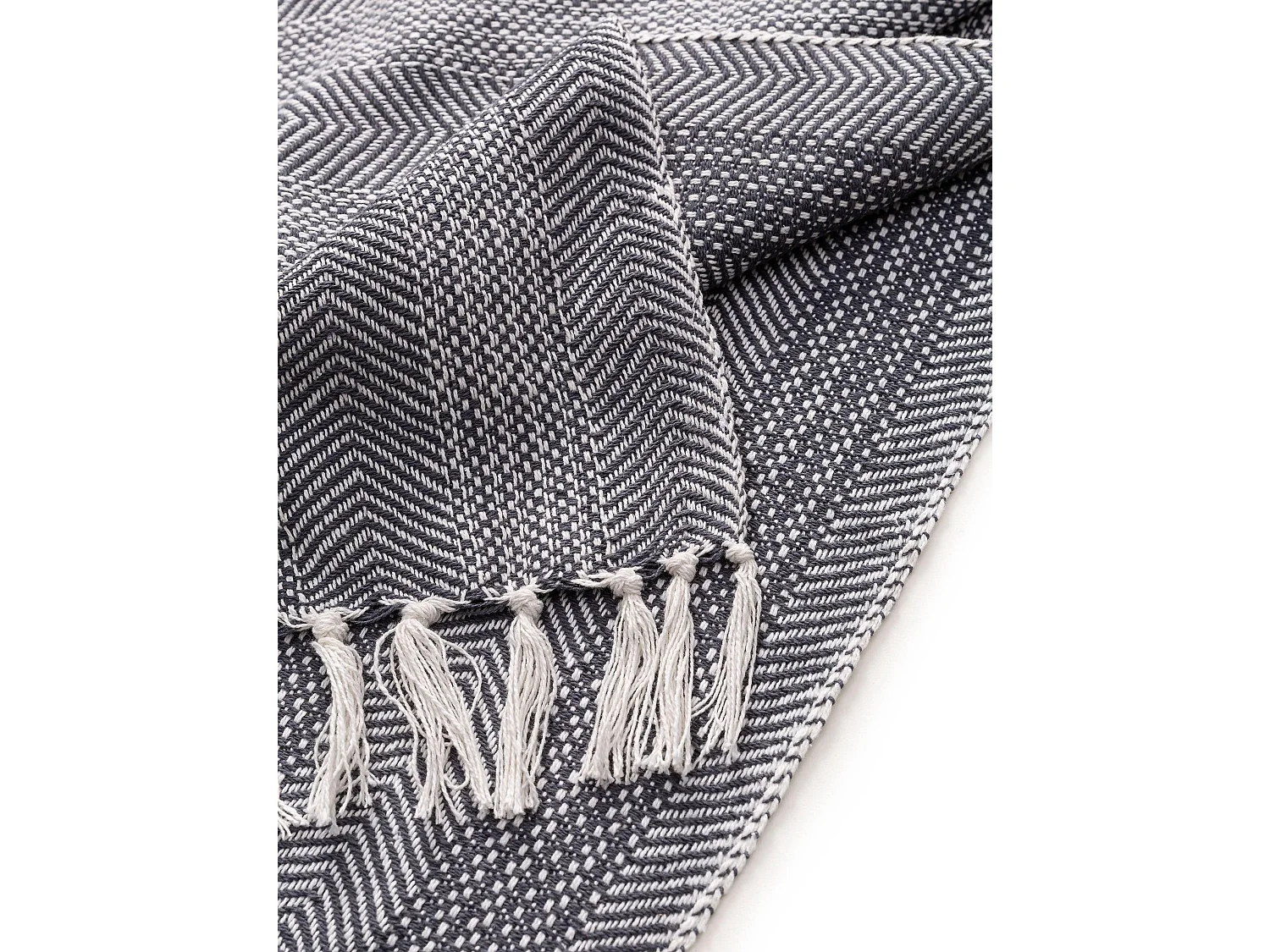 Plaid en coton Alisea Anthracite 125x150 cm