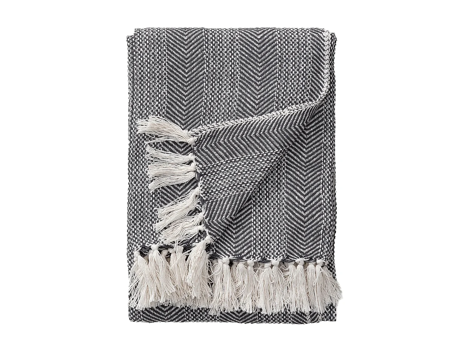 Plaid en coton Alisea Anthracite 125x150 cm